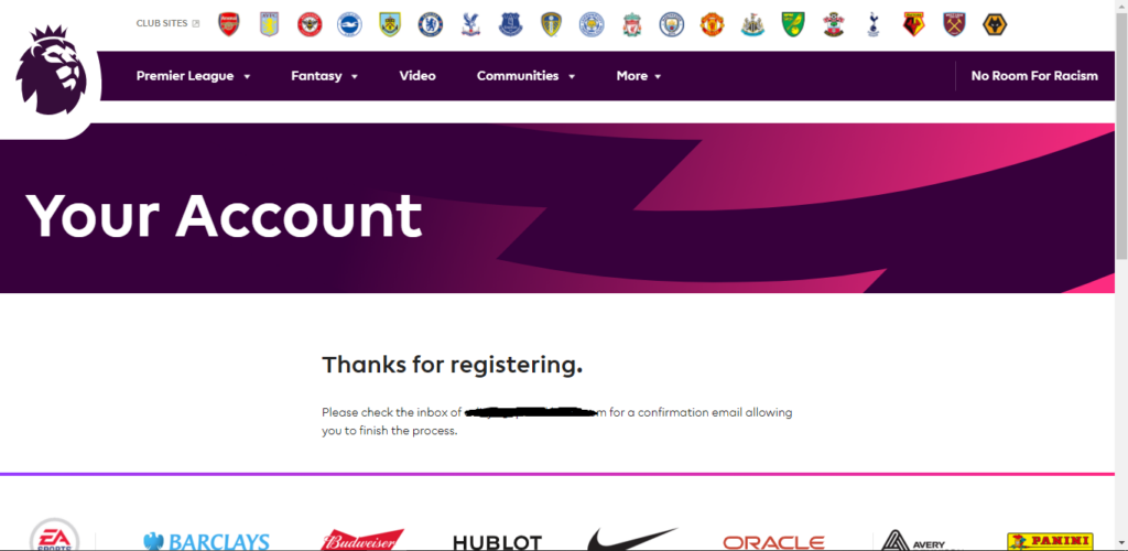 How to create a Fantasy Premier League account - verification email