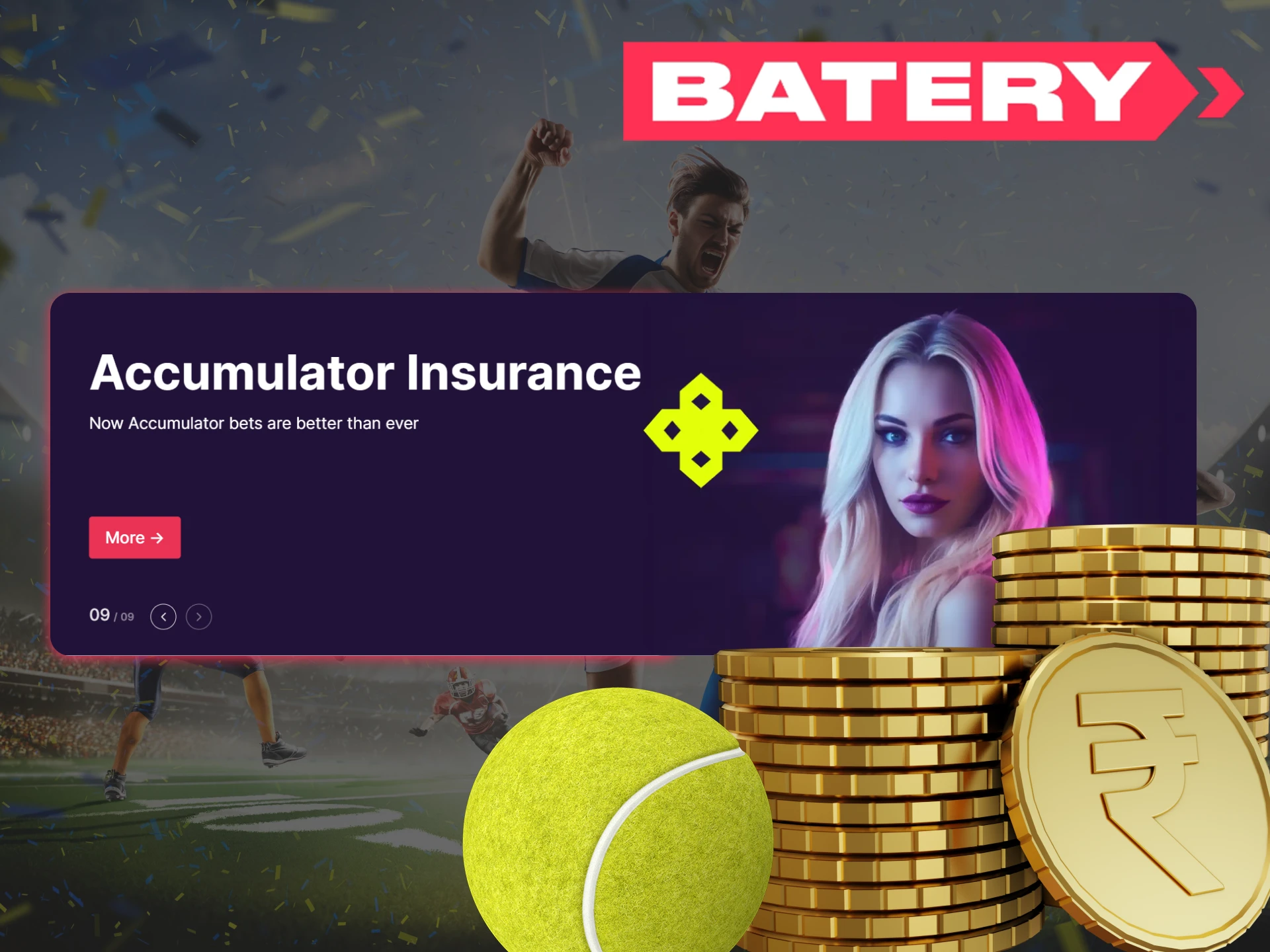 Batery Casino returns money for sports betting losses.