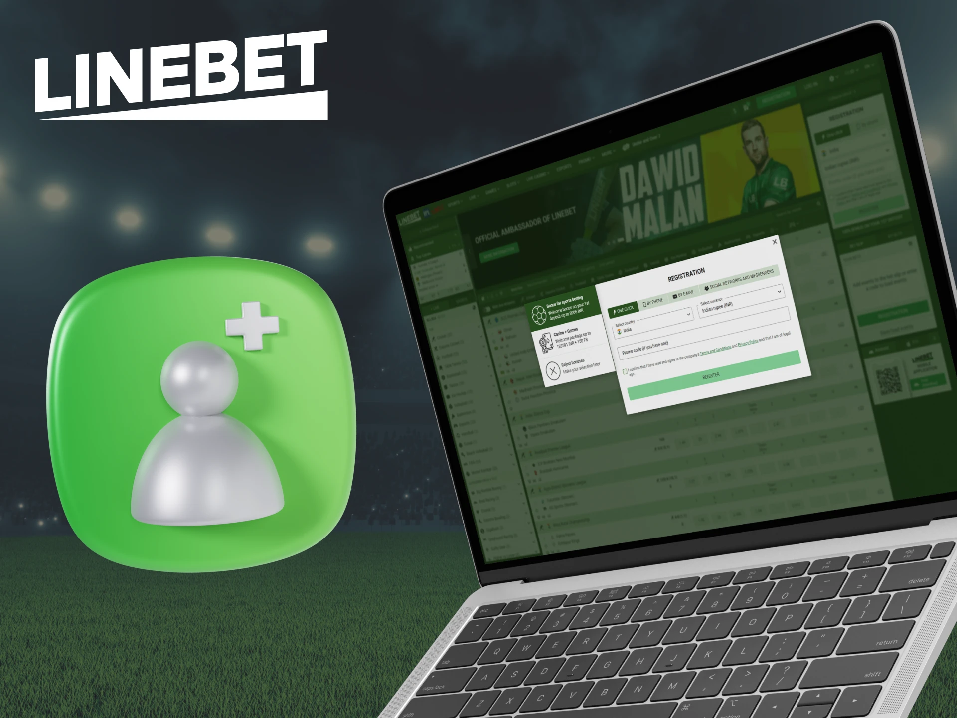 Linebet has simple registration.
