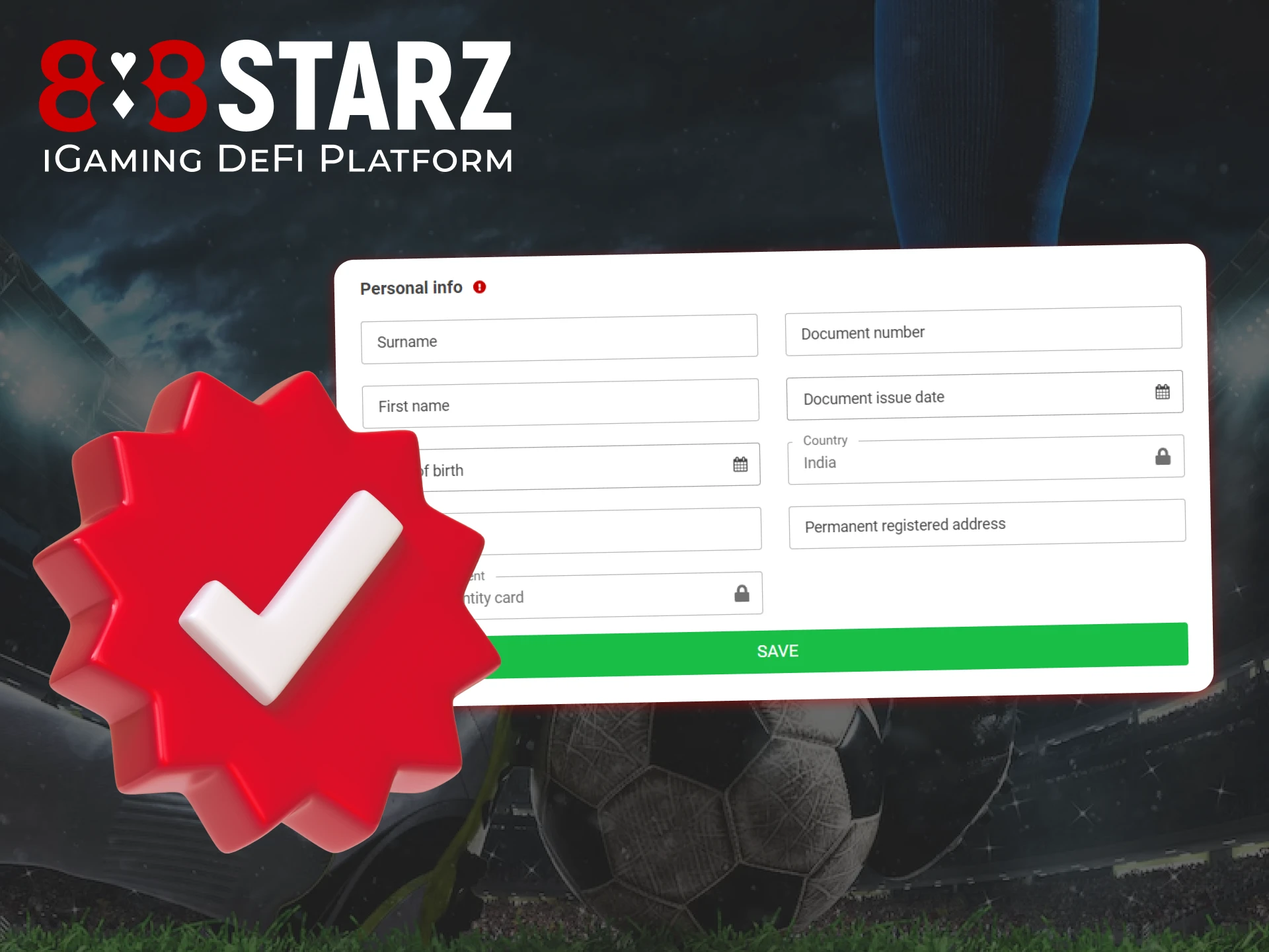 Verify your 888Starz account.