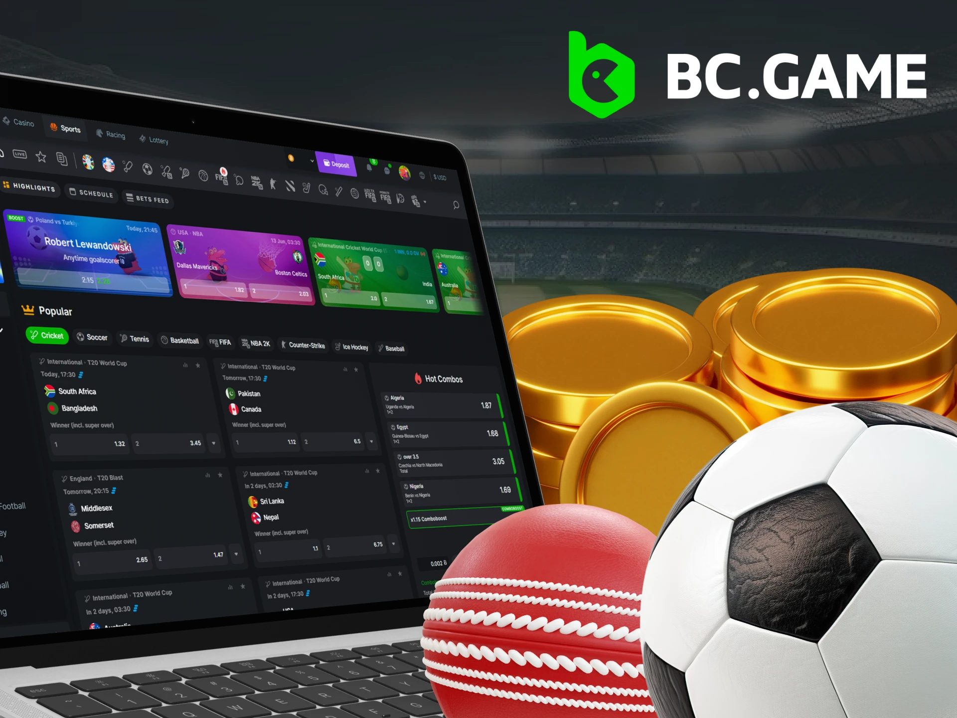 Illustration of a person placing a bet on BC.Game with a winning outcome
