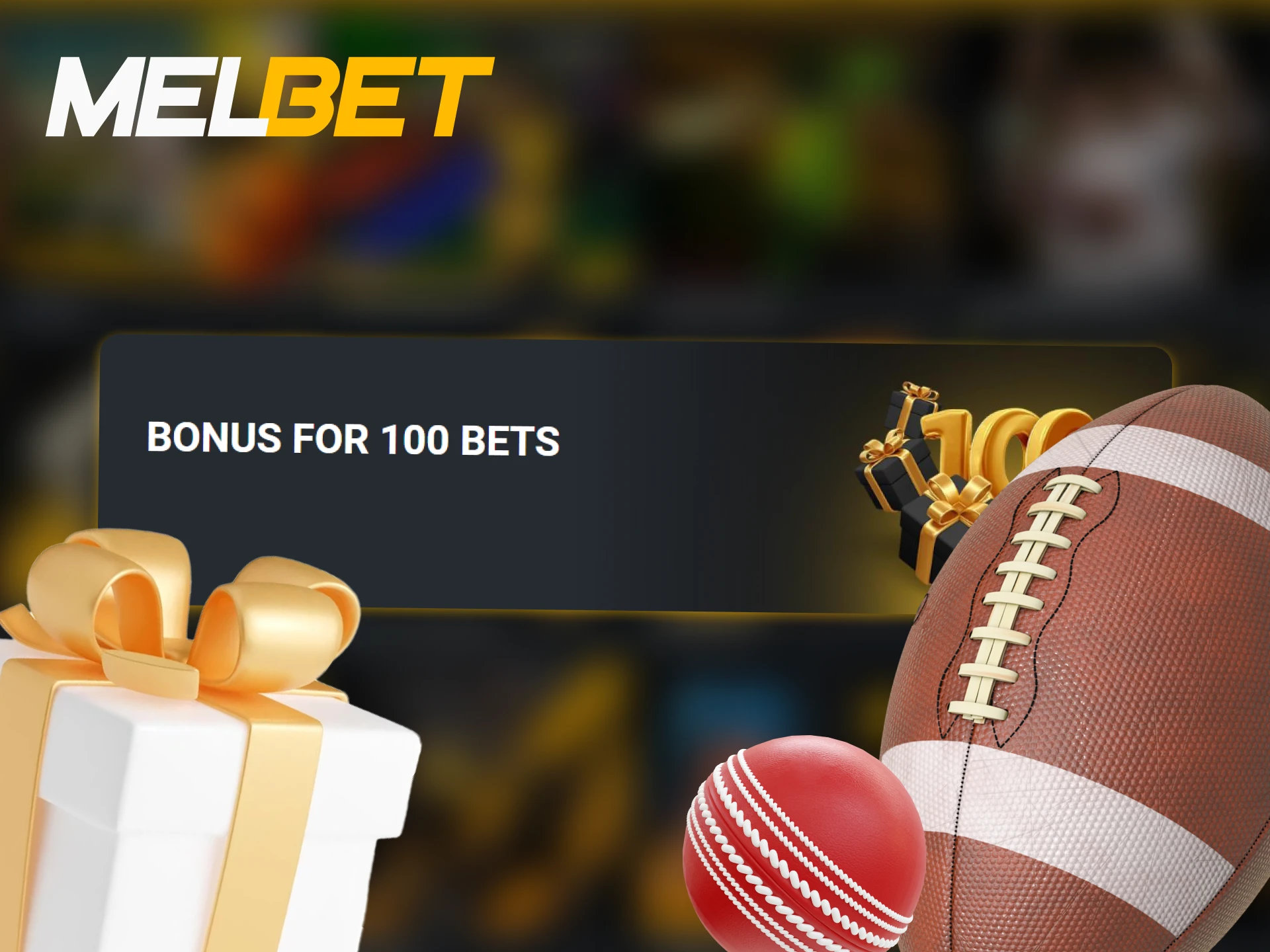 Laptop displaying Melbet 100 bets bonus with information on how to claim