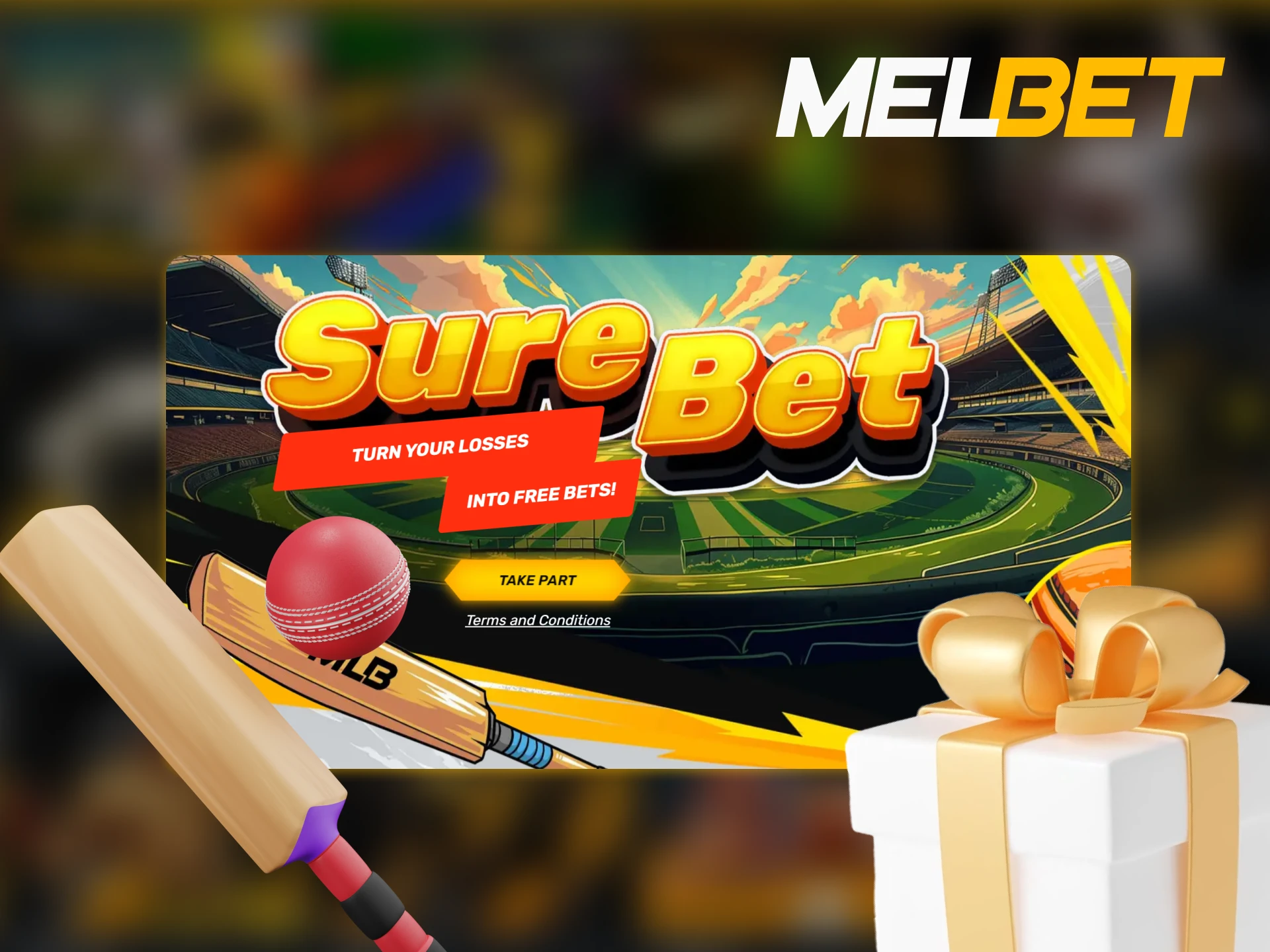 Laptop displaying Melbet Sure Bet bonus with information on how to claim