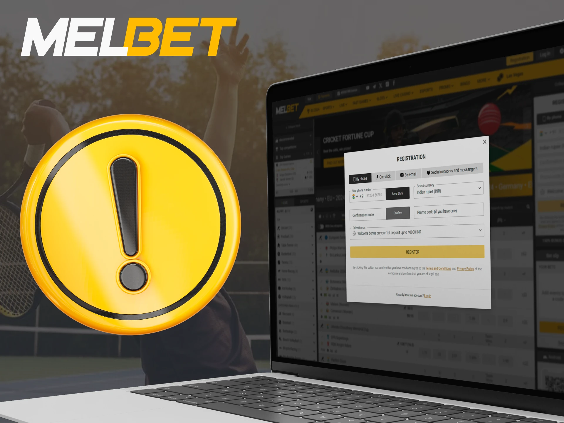 Illustration of a person encountering problems with Melbet registration