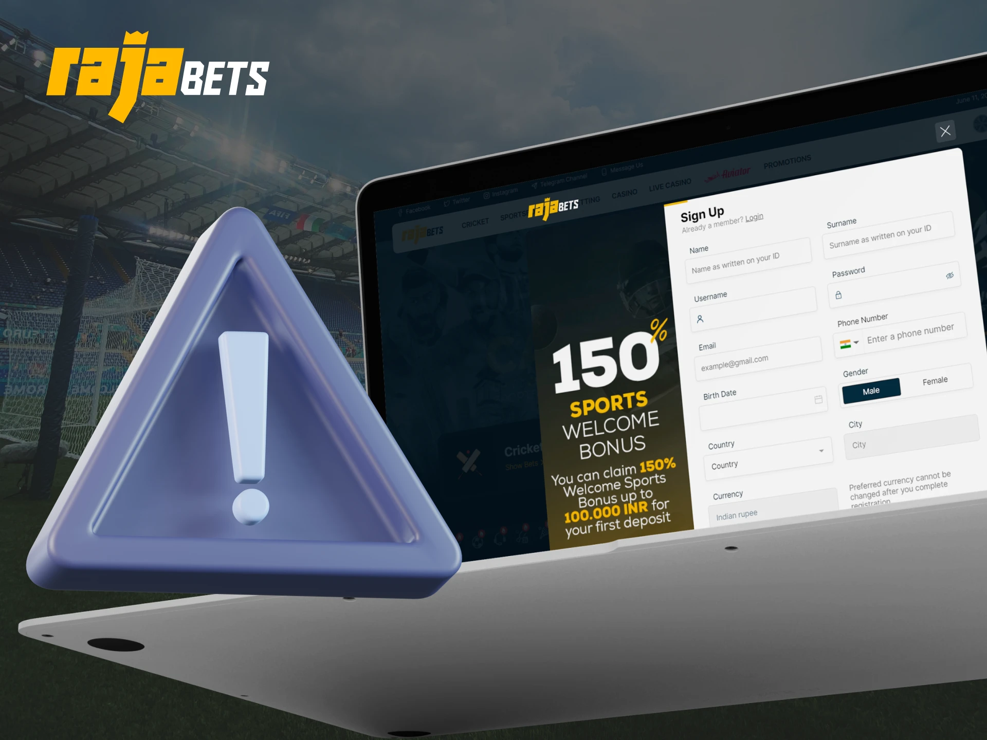 These problems are common when registering with Rajabets.