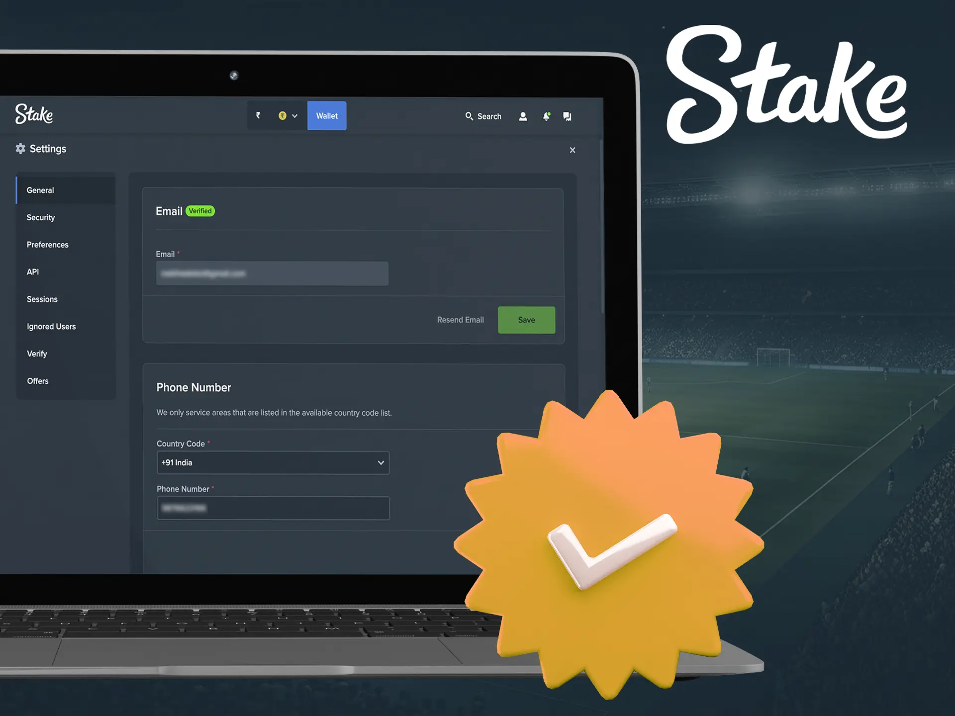 A screenshot of Stake's account verification page, showcasing the process of verifying user accounts. The image includes instructions and details about the verification process.
