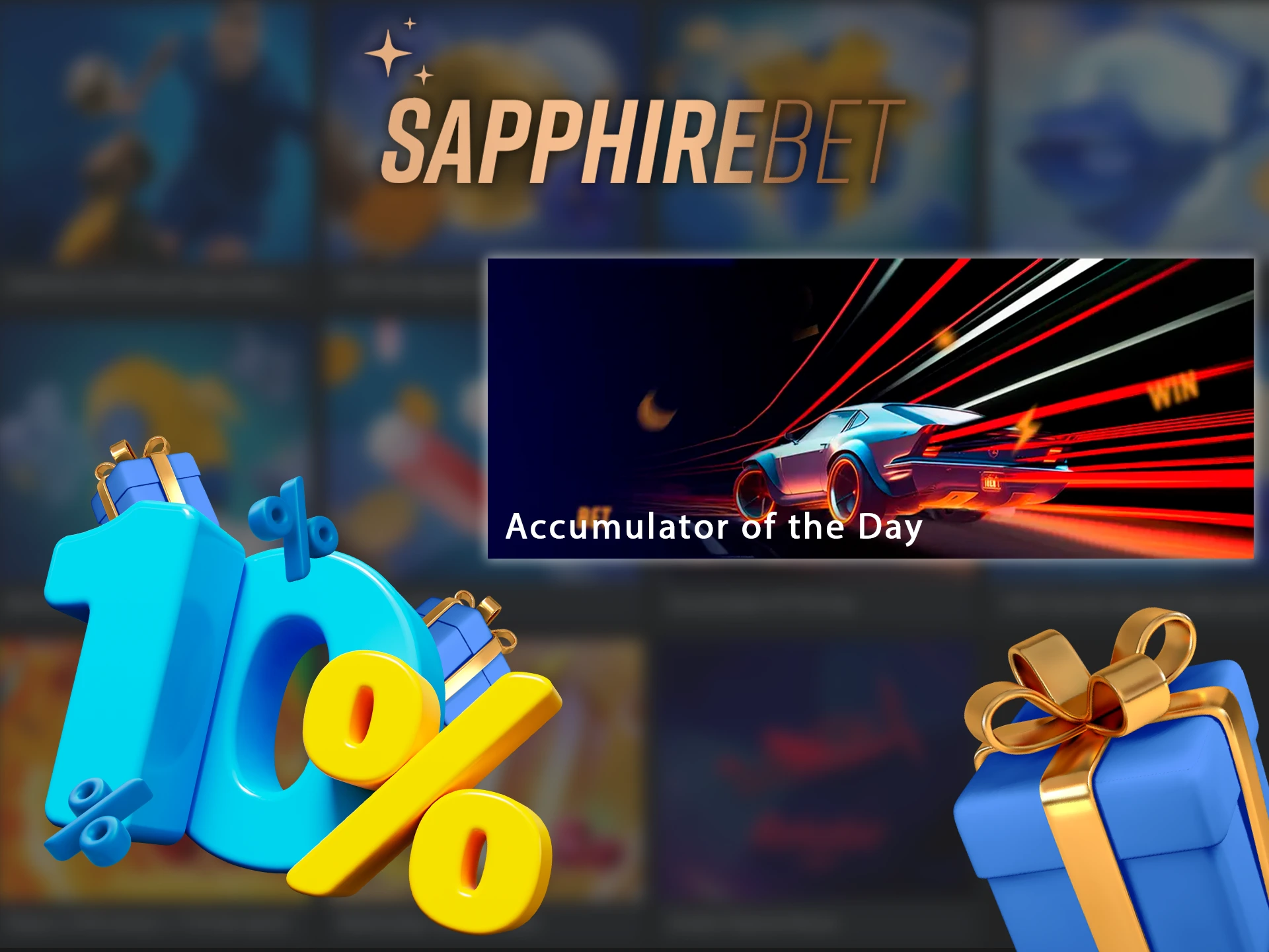 Try plA screenshot of the Sapphirebet app's bonuses page, showing information about an accumulator bonus.acing a Sapphirebet accumulator bet and get a bonus.