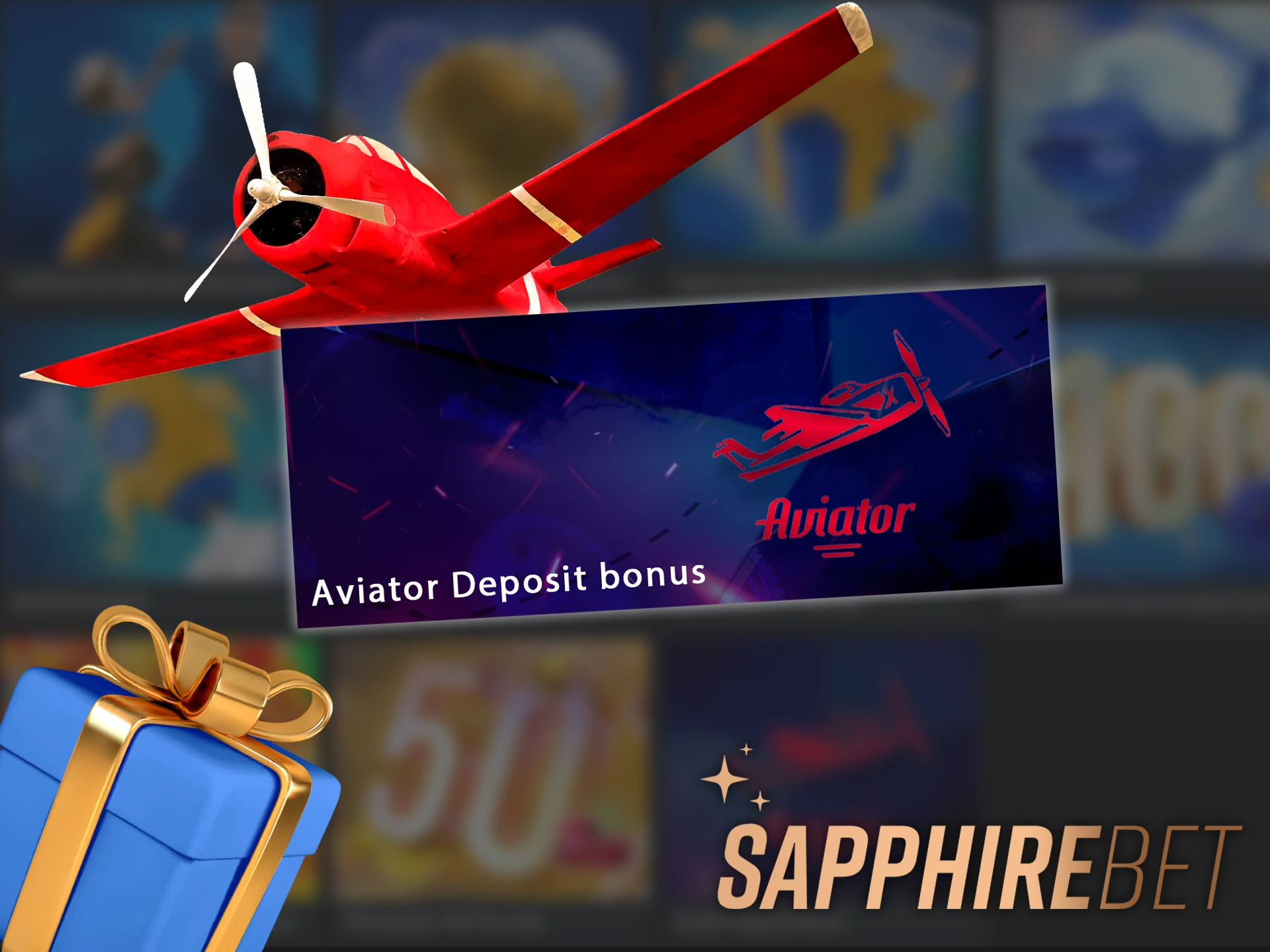 A screenshot of the Sapphirebet app's bonuses page, showing information about an Aviator deposit bonus.