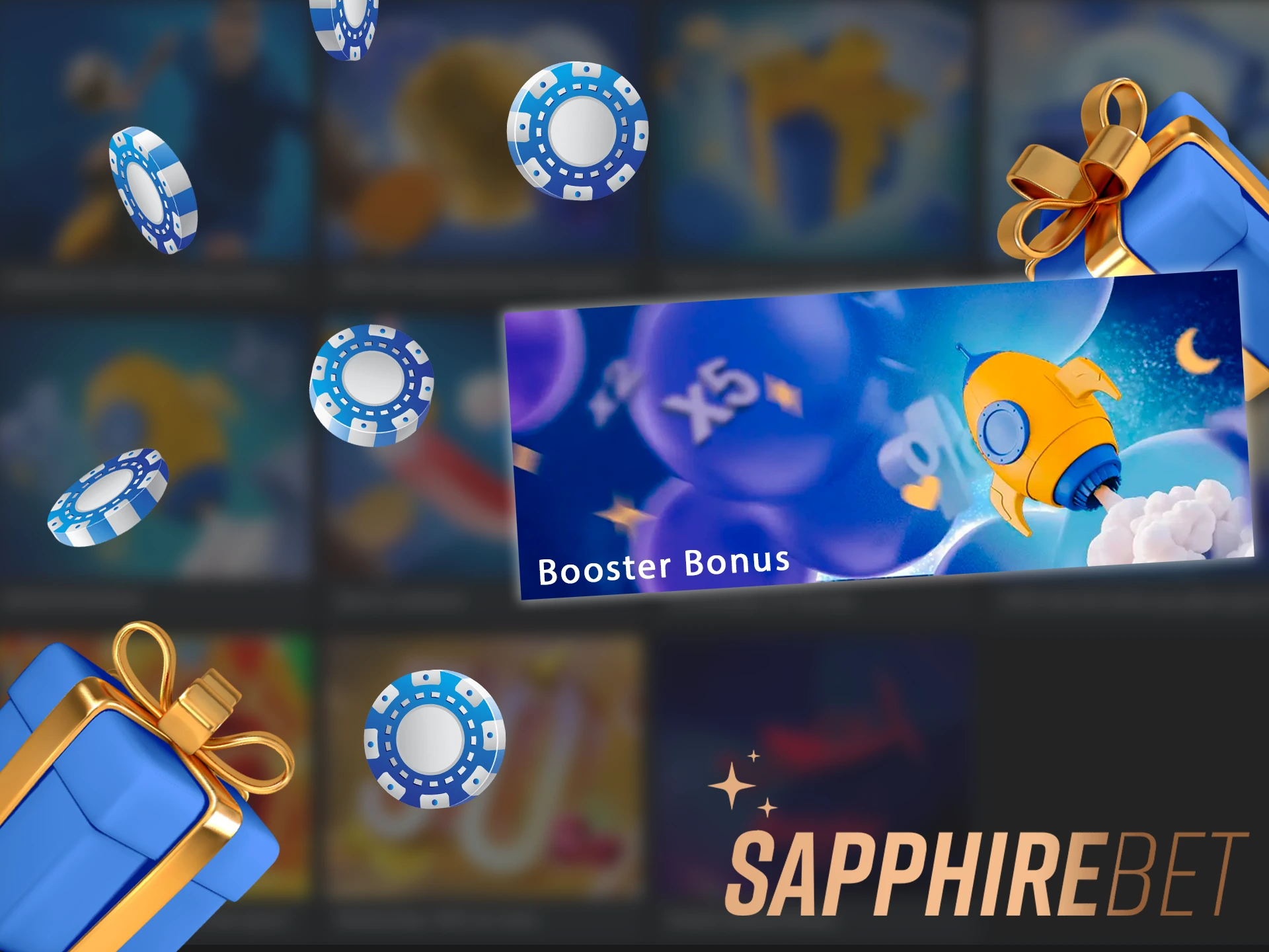 A screenshot of the Sapphirebet app's bonuses page, showing information about a bonus booster.