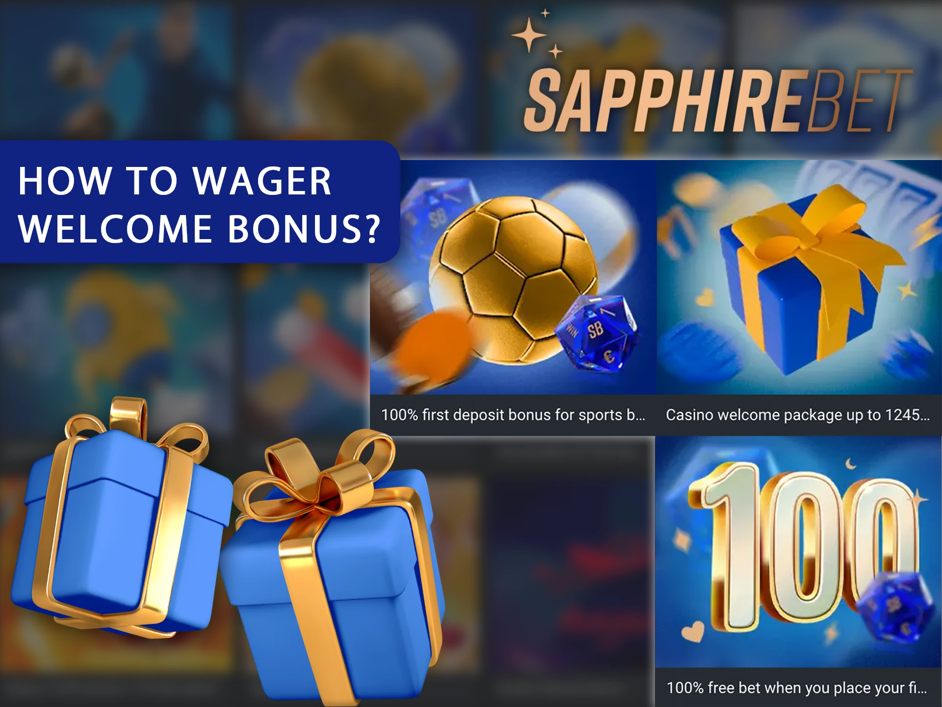 A screenshot of the Sapphirebet app's bonuses page, showing instructions on how to wager bonus funds.