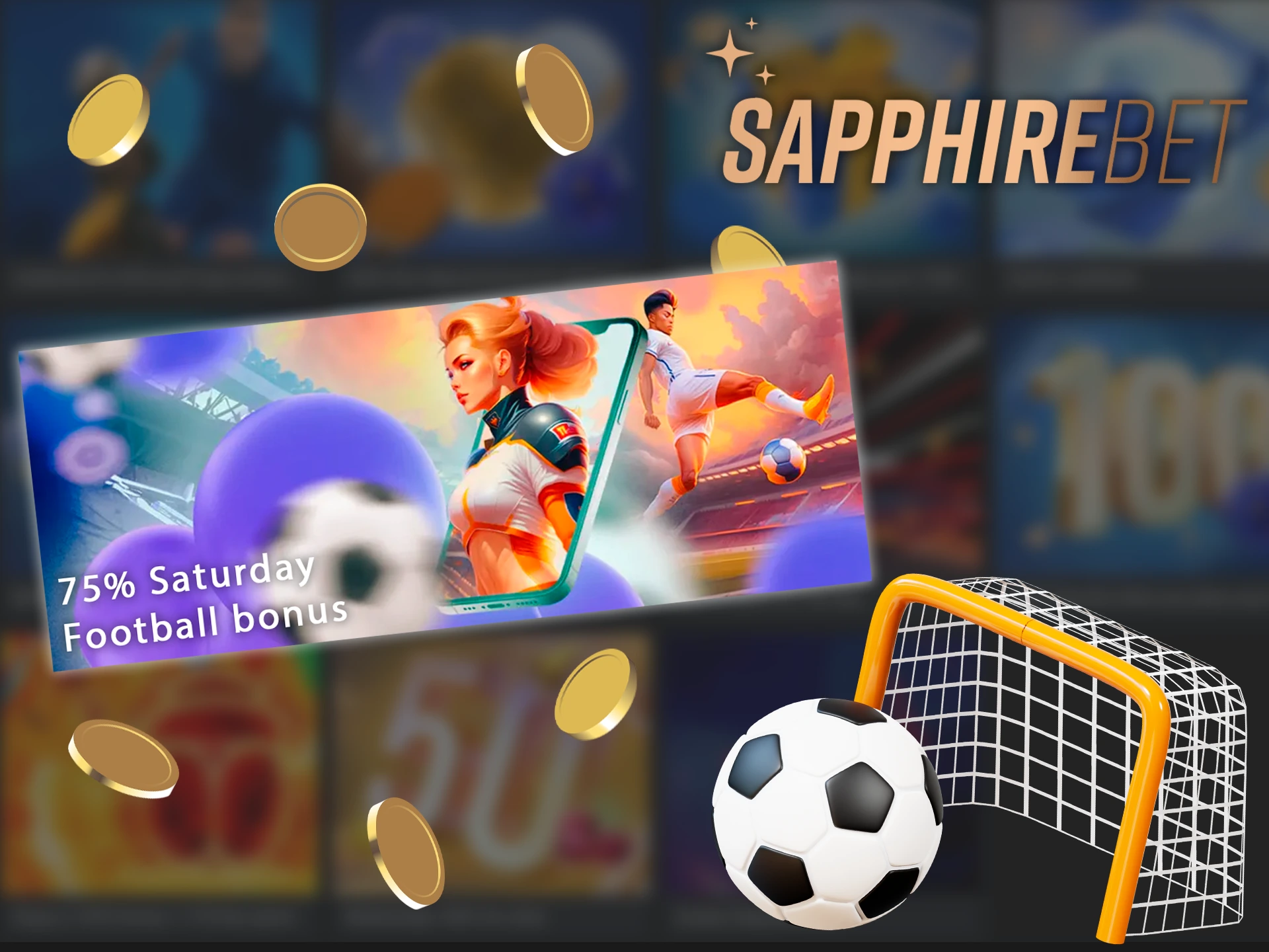 A screenshot of the Sapphirebet app's bonuses page, showing information about a Saturday football bonus.