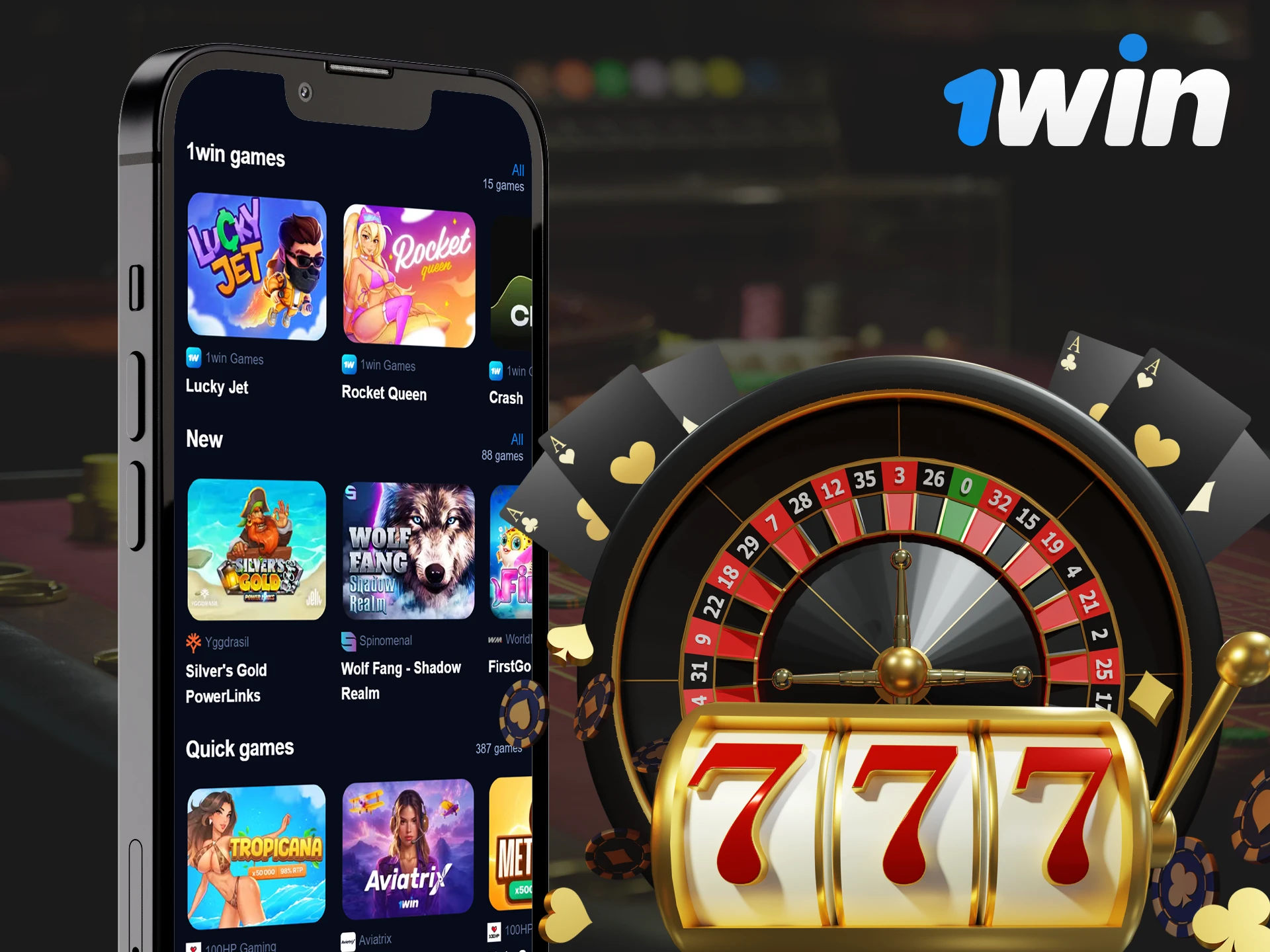 Play casino games on the 1Win mobile app.