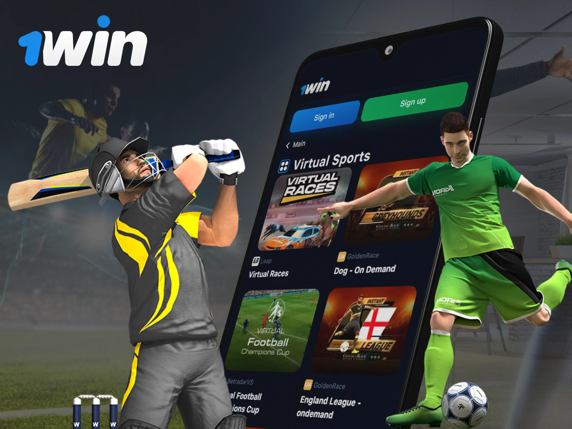 The 1Win mobile app offers betting on virtual sports.