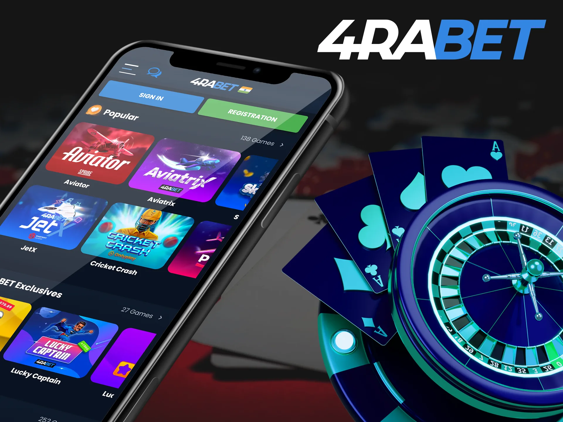 Participate in lotteries and enjoy casino games in the 4Rabet app.