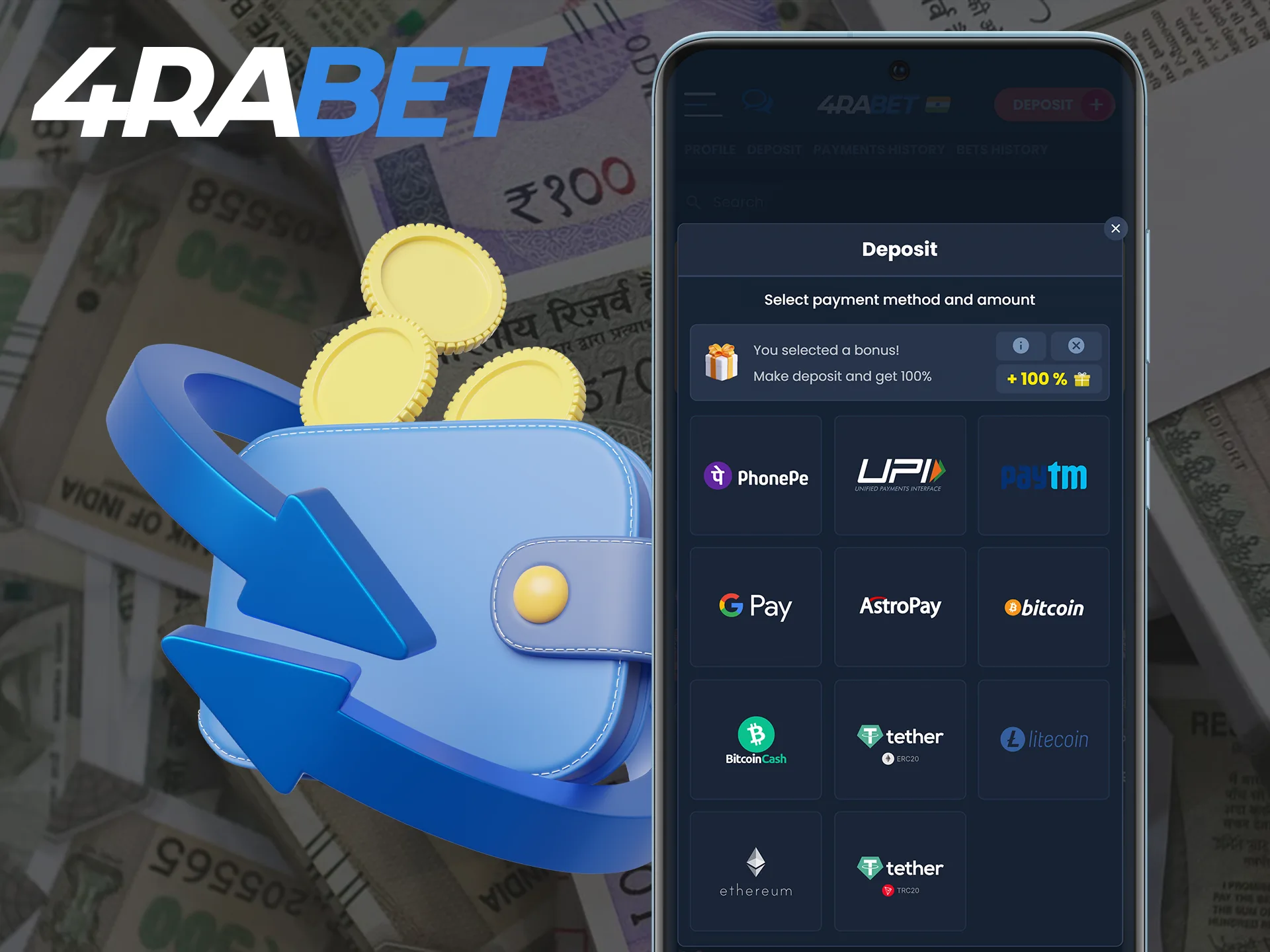 Familiarize yourself with the payment systems available on 4Rabet.