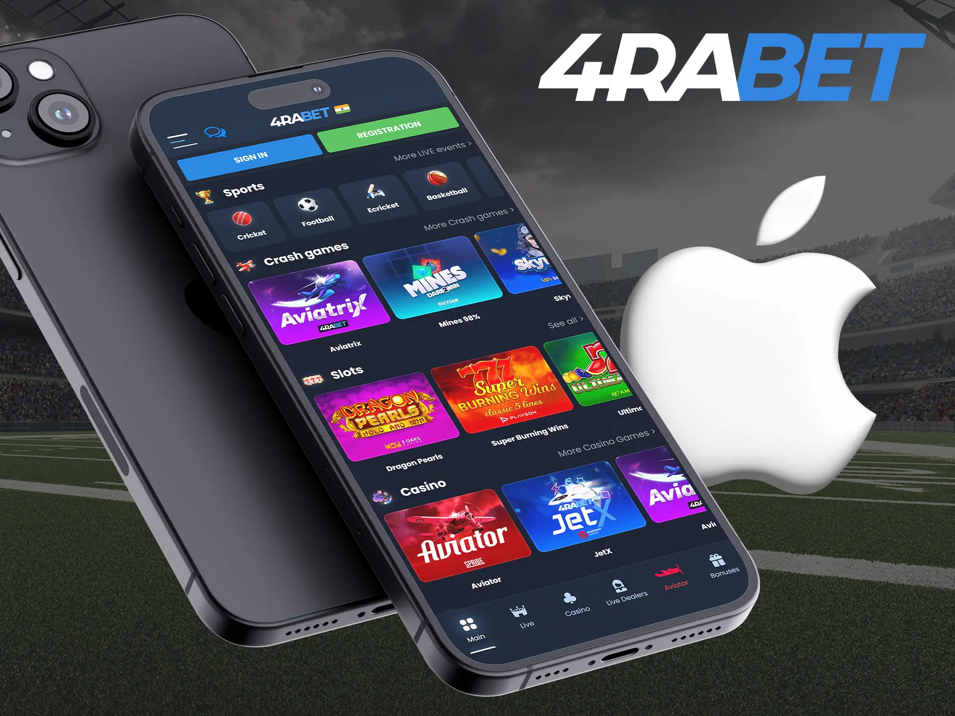 iOS users can install the 4Rabet app on their phone.