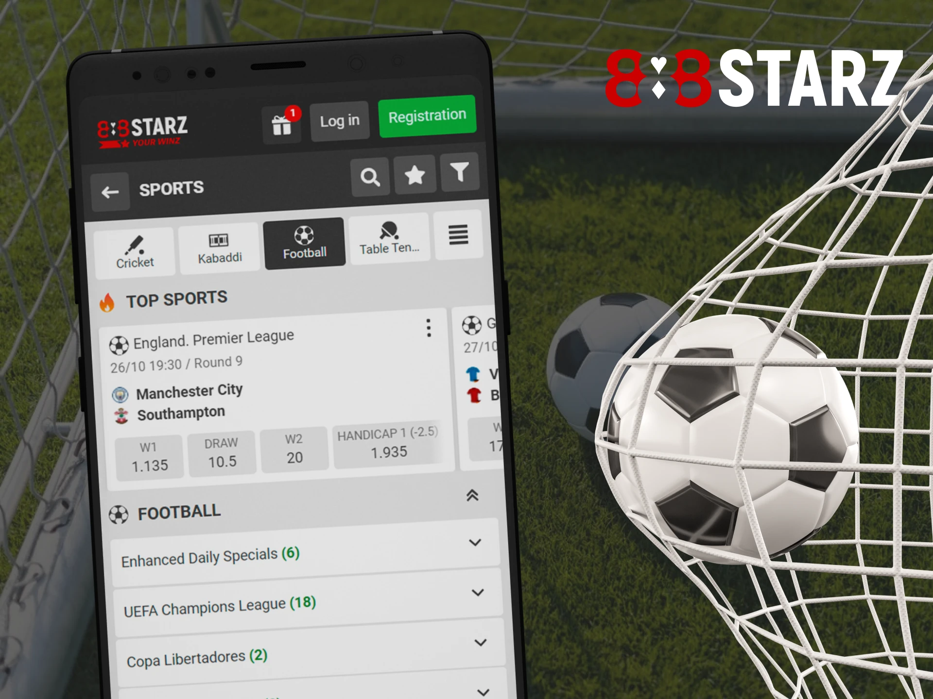 Place your bet on a football tournament with the 88Starz app.