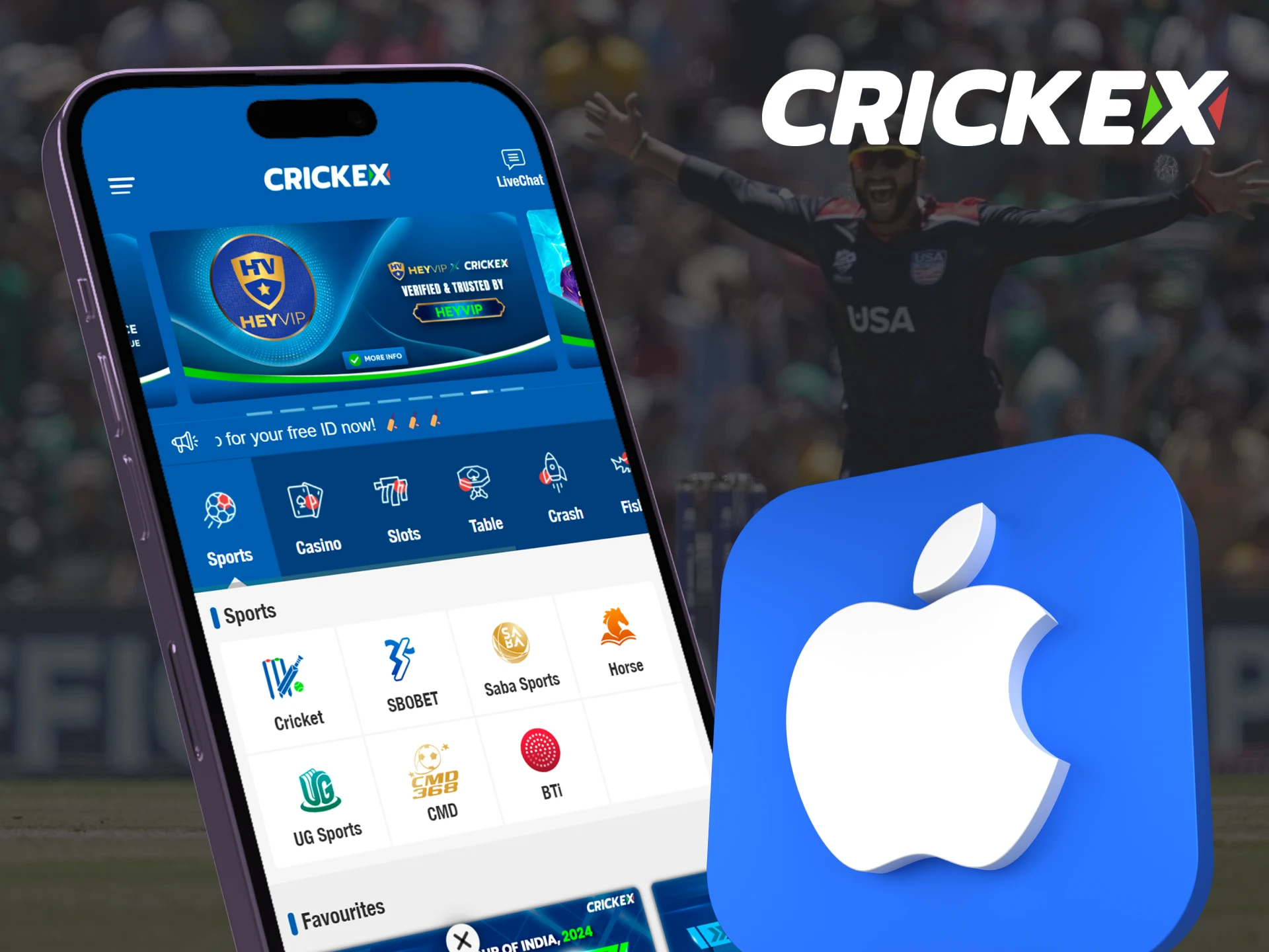 Download the official Crickex app for iOS and start betting.