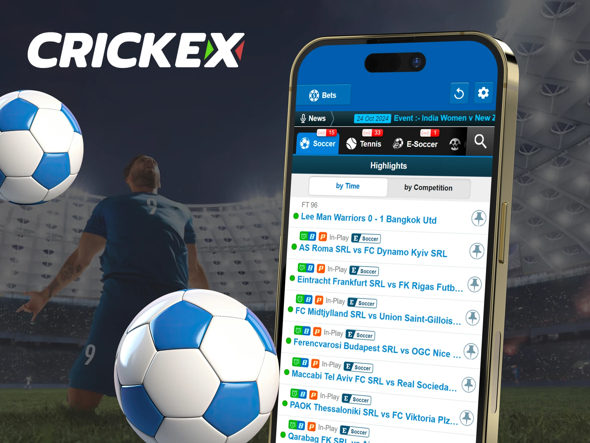 Bet on football in the Crickex app and win.