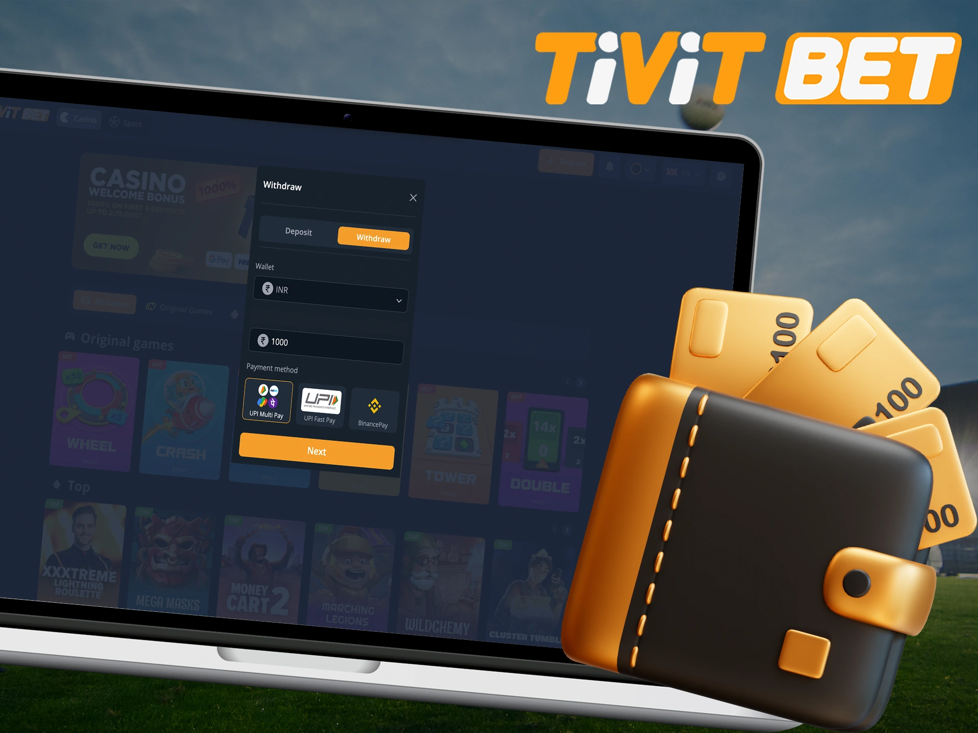 Use the available payment systems to withdraw your winnings to Tivitbet.