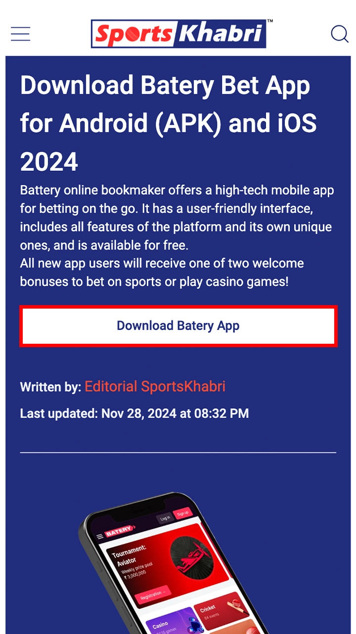 Start downloading Betery app by clicking on the Download button on this page.
