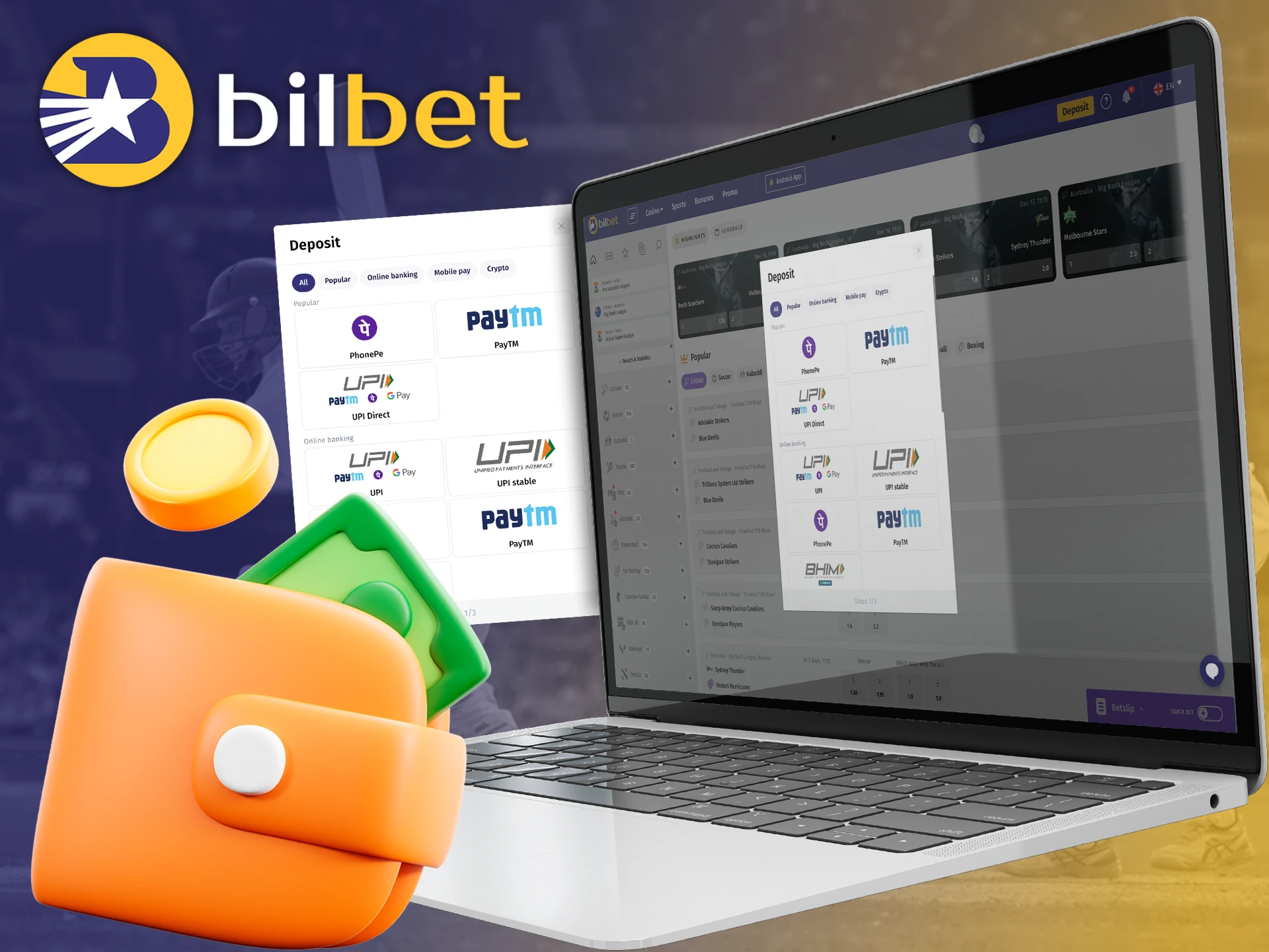 Deposit to your Bilbet account and start winning.