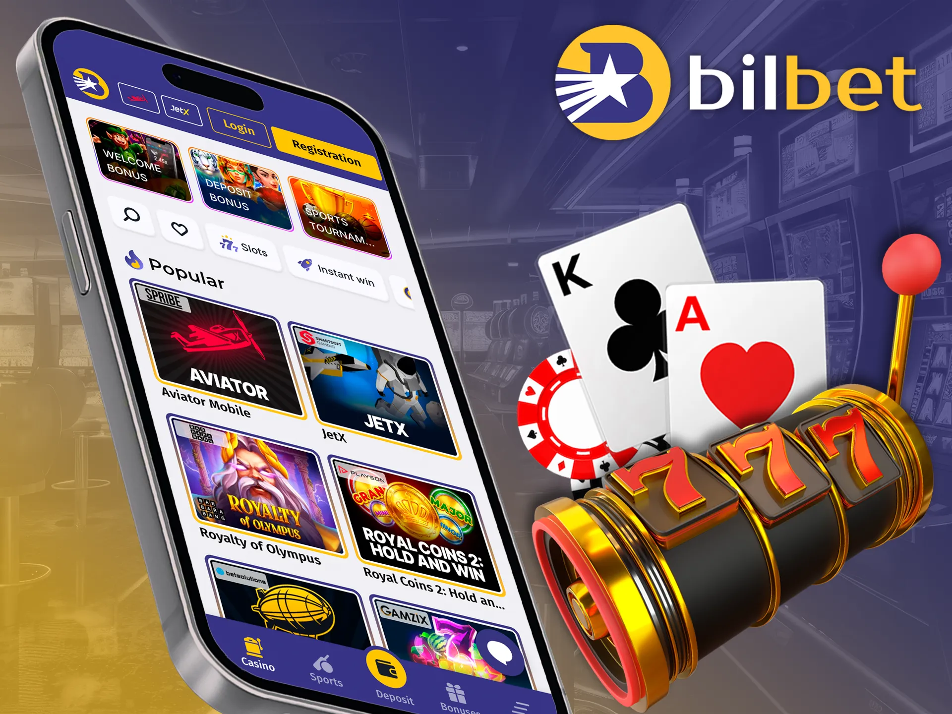 Go to the casino section and find your favorite games on the Bilbet app.