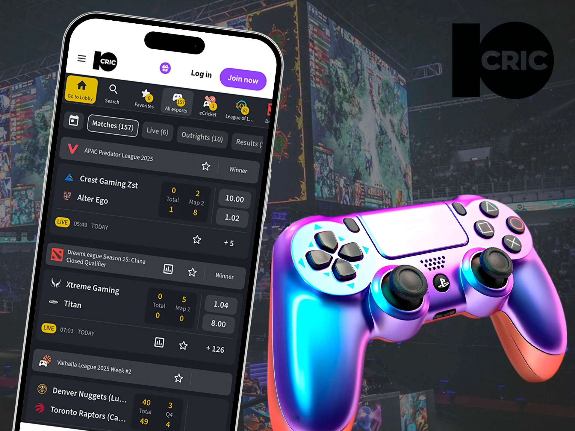 Find a bet that suits you in the Esports section of the 10Cric app.