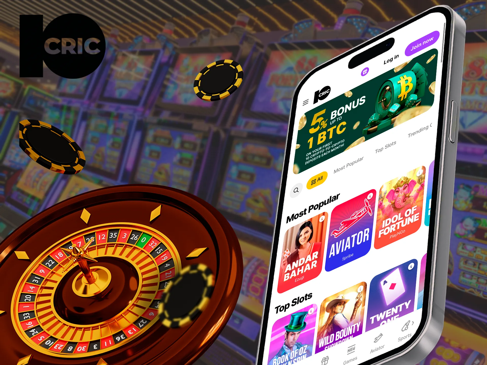 Big wins are already waiting for you in the casino section of the 10Cric app.