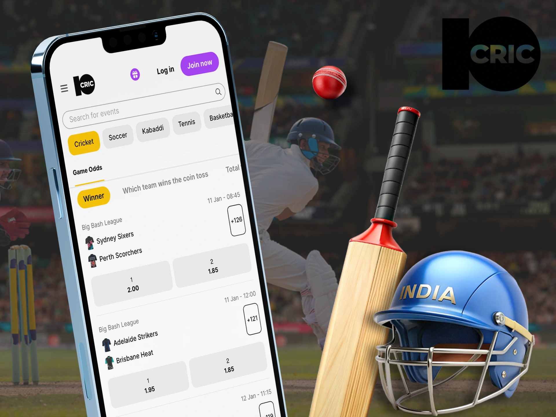 Bet on cricket tournaments and win on the 10Cric app.