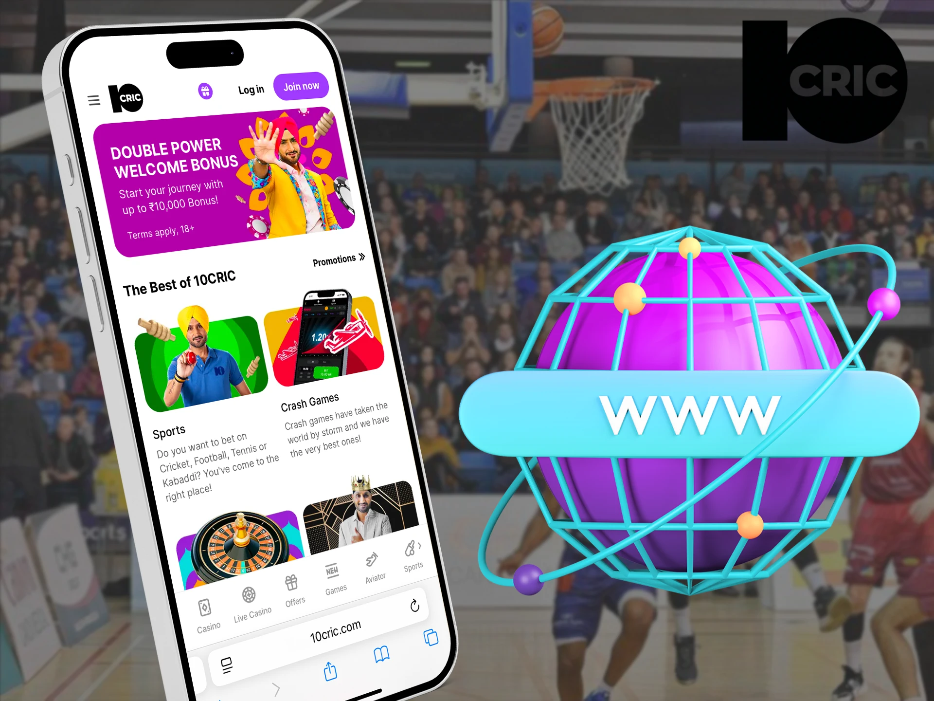 Use the adaptive mobile version of the 10Cric website to place your bets.