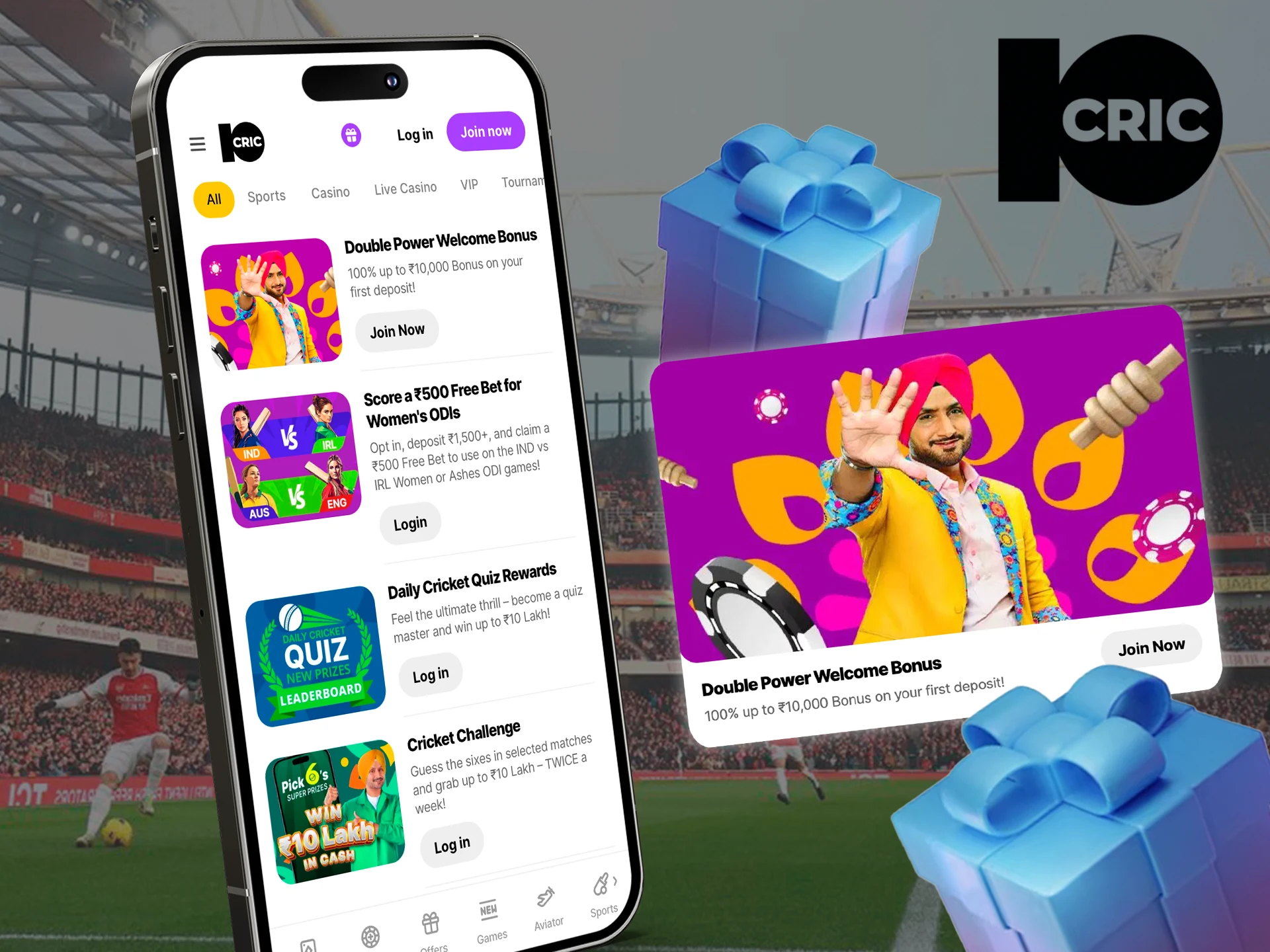 Welcome bonuses are already waiting for you in the 10Cric app.