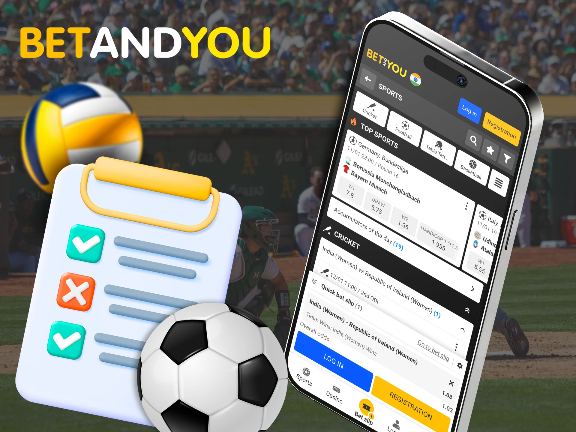 Bet on sports using the options offered in the Betandyou app.