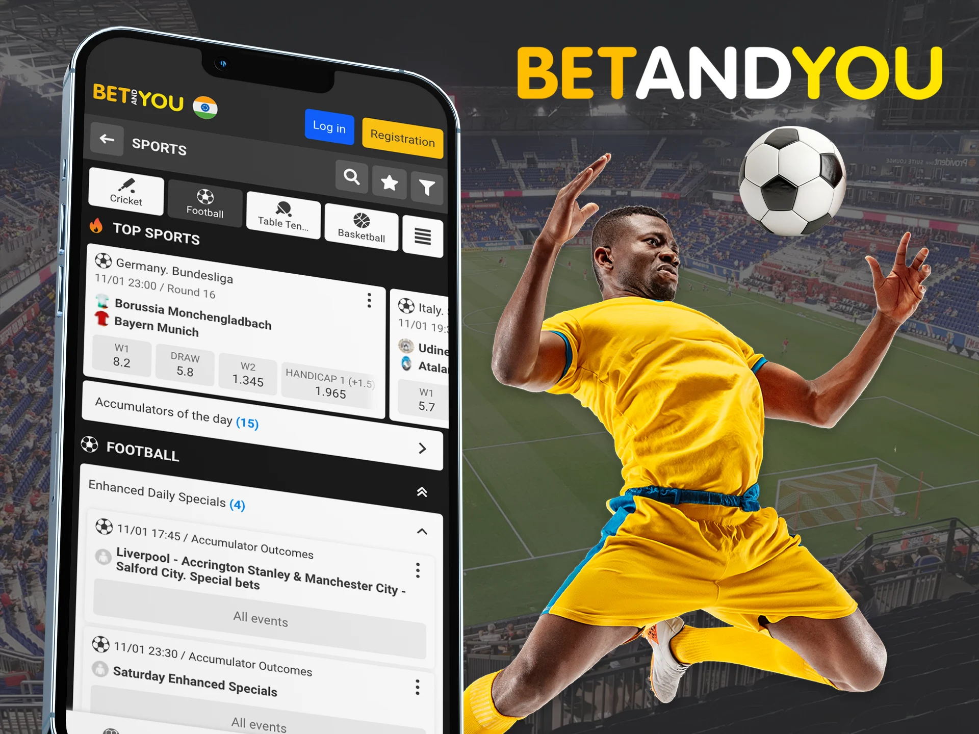 Create personal soccer predictions on the Betandyou app.