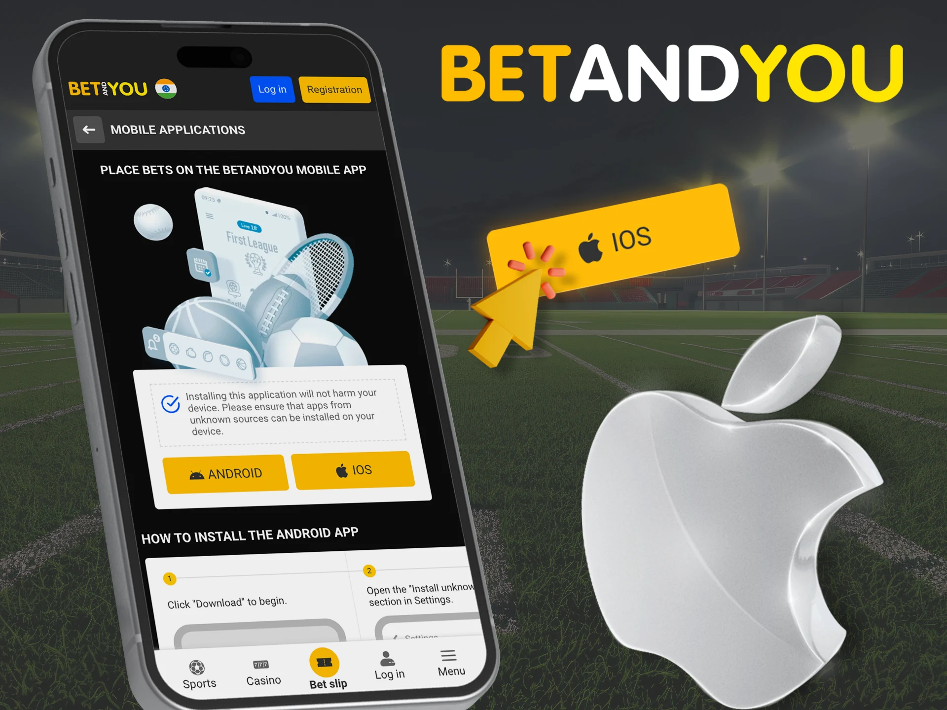 Install the Betandyou app on iOS to get quick access to betting.