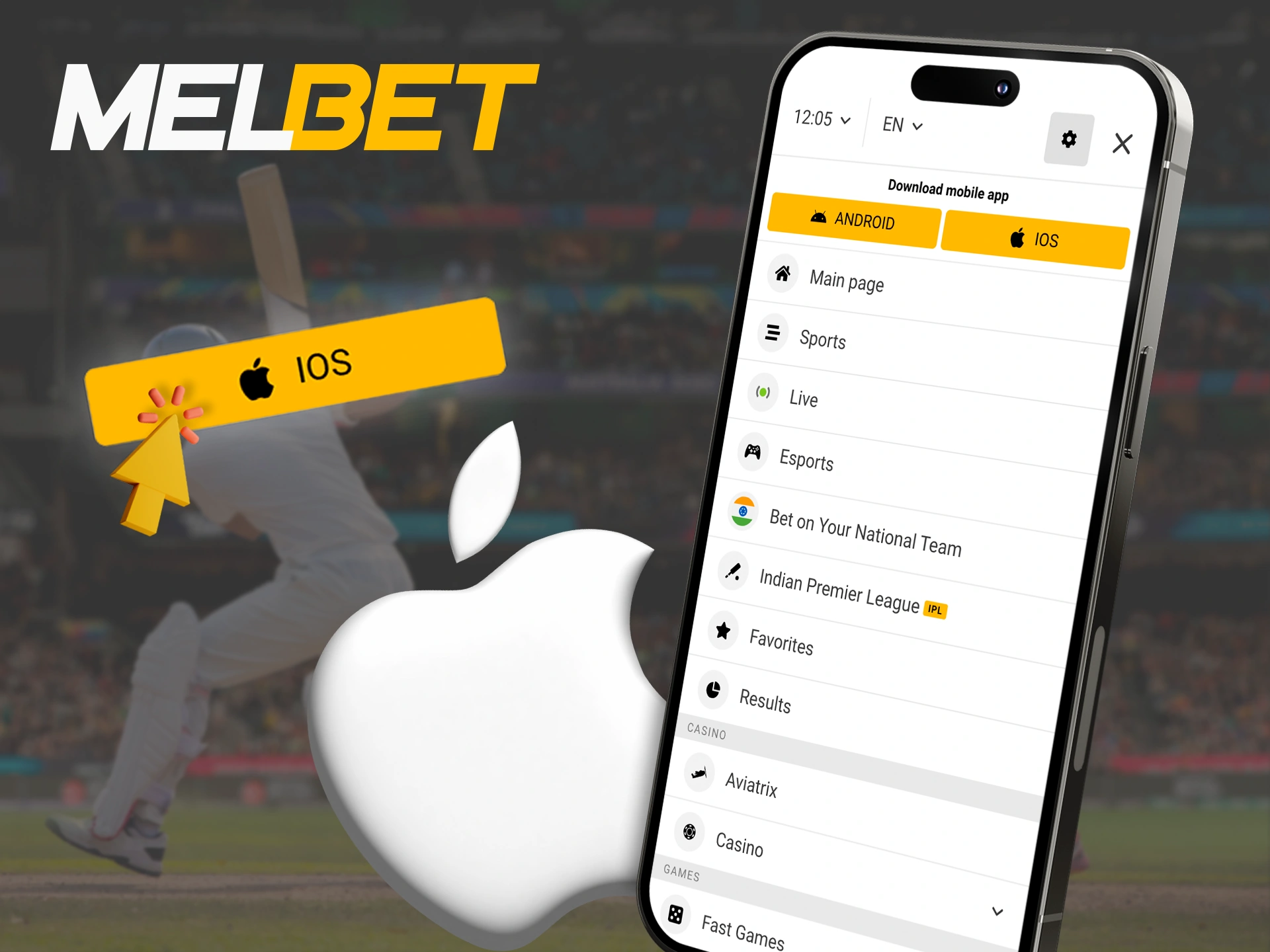 Place your bets at Melbet using the iOS app.