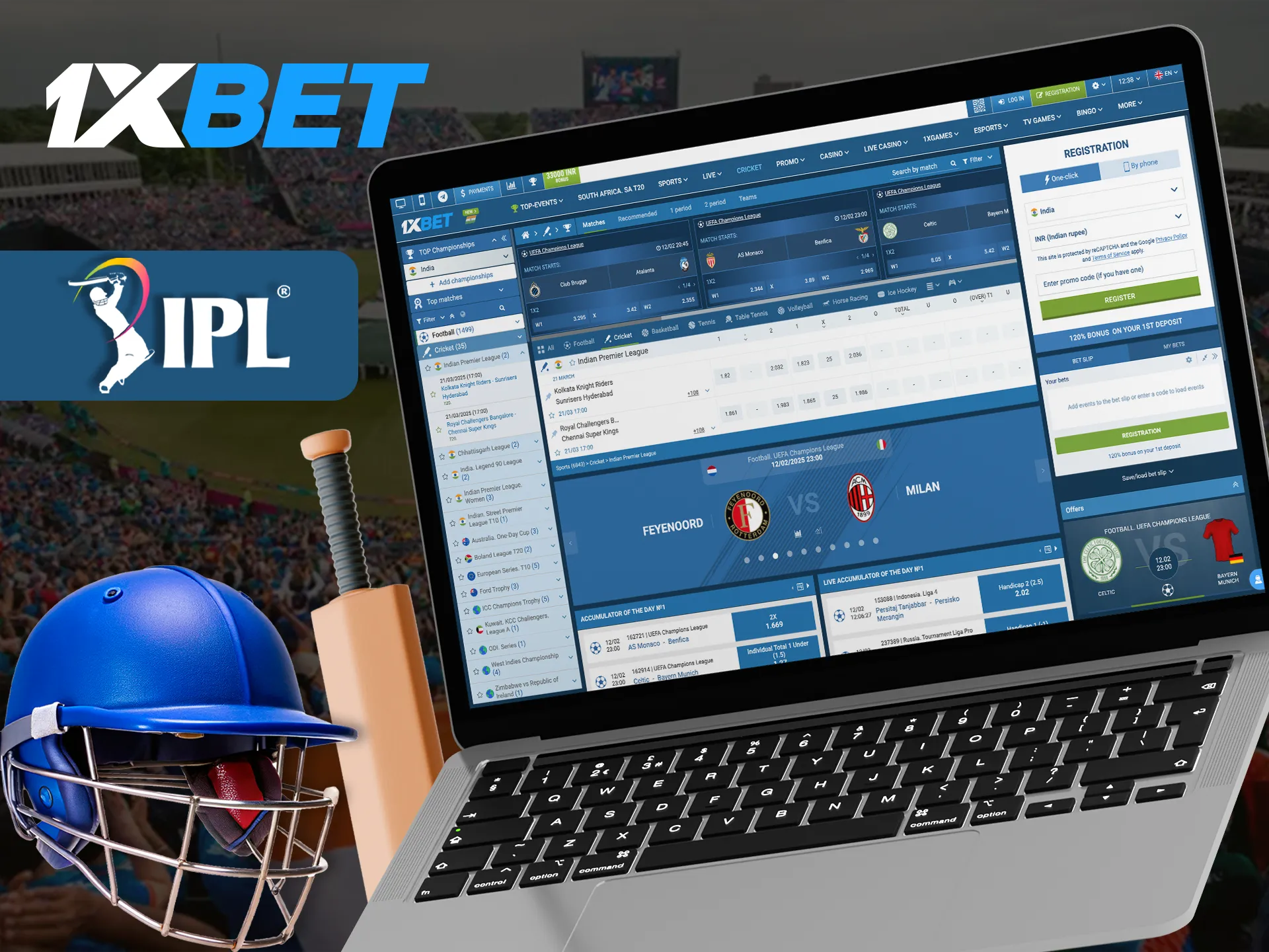 Pick a bet on the IPL tournament and get a big win from 1xBet.