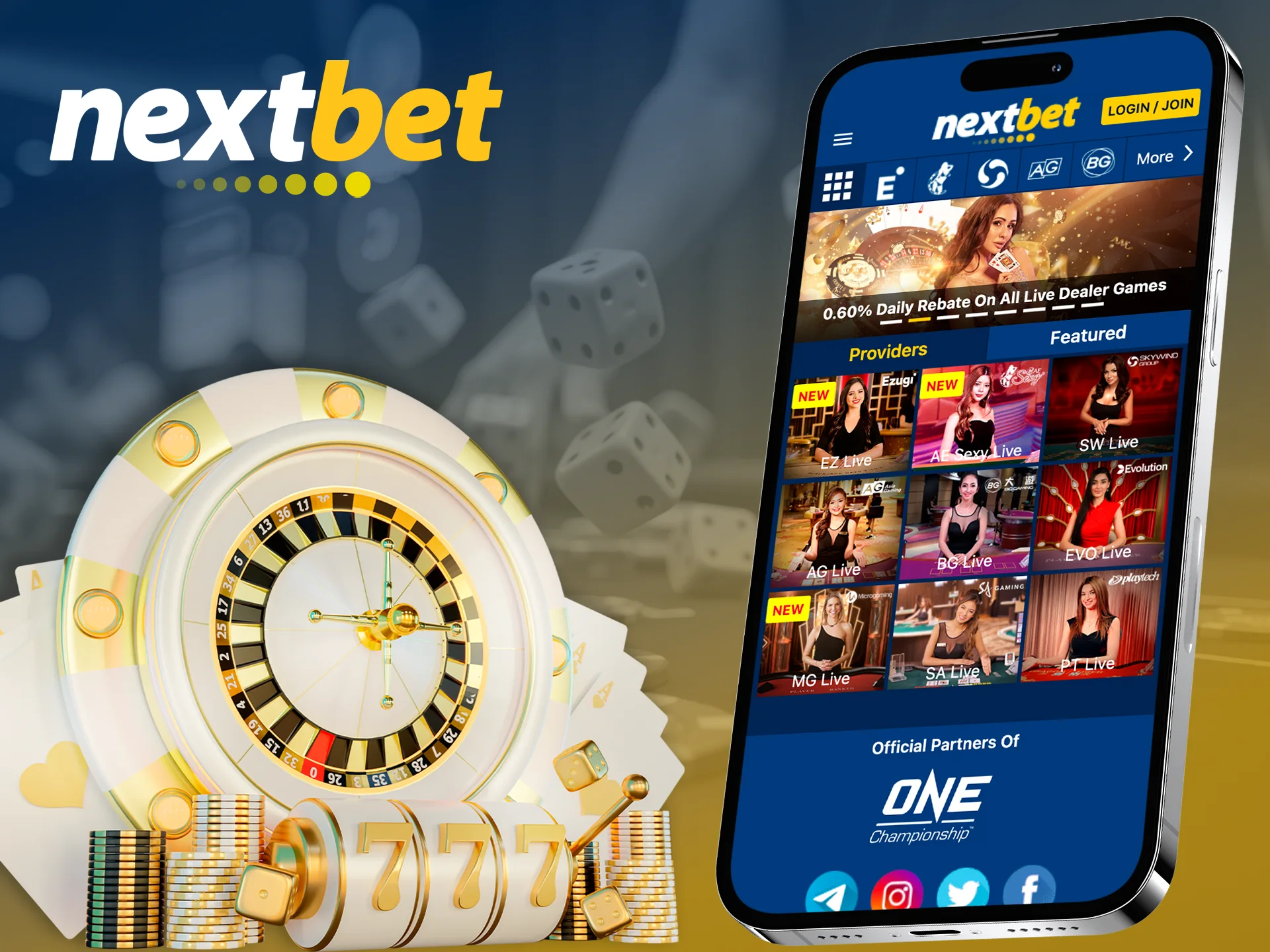Luck awaits you in the casino games of the Nextbet casino app.