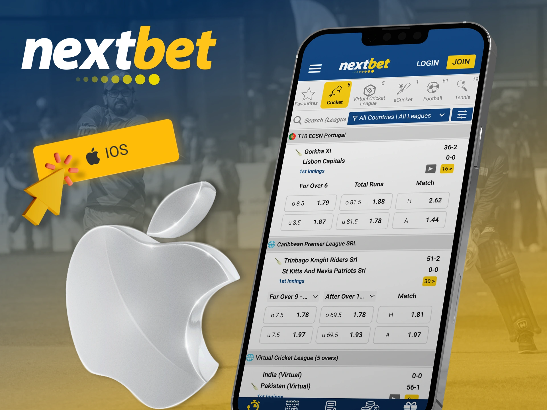 Use the iOS app for quick access to betting.