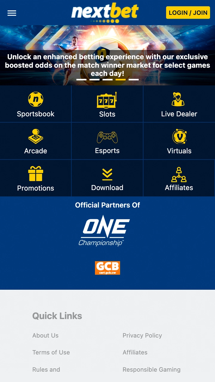 Use your Android device and visit the Nextbet homepage.