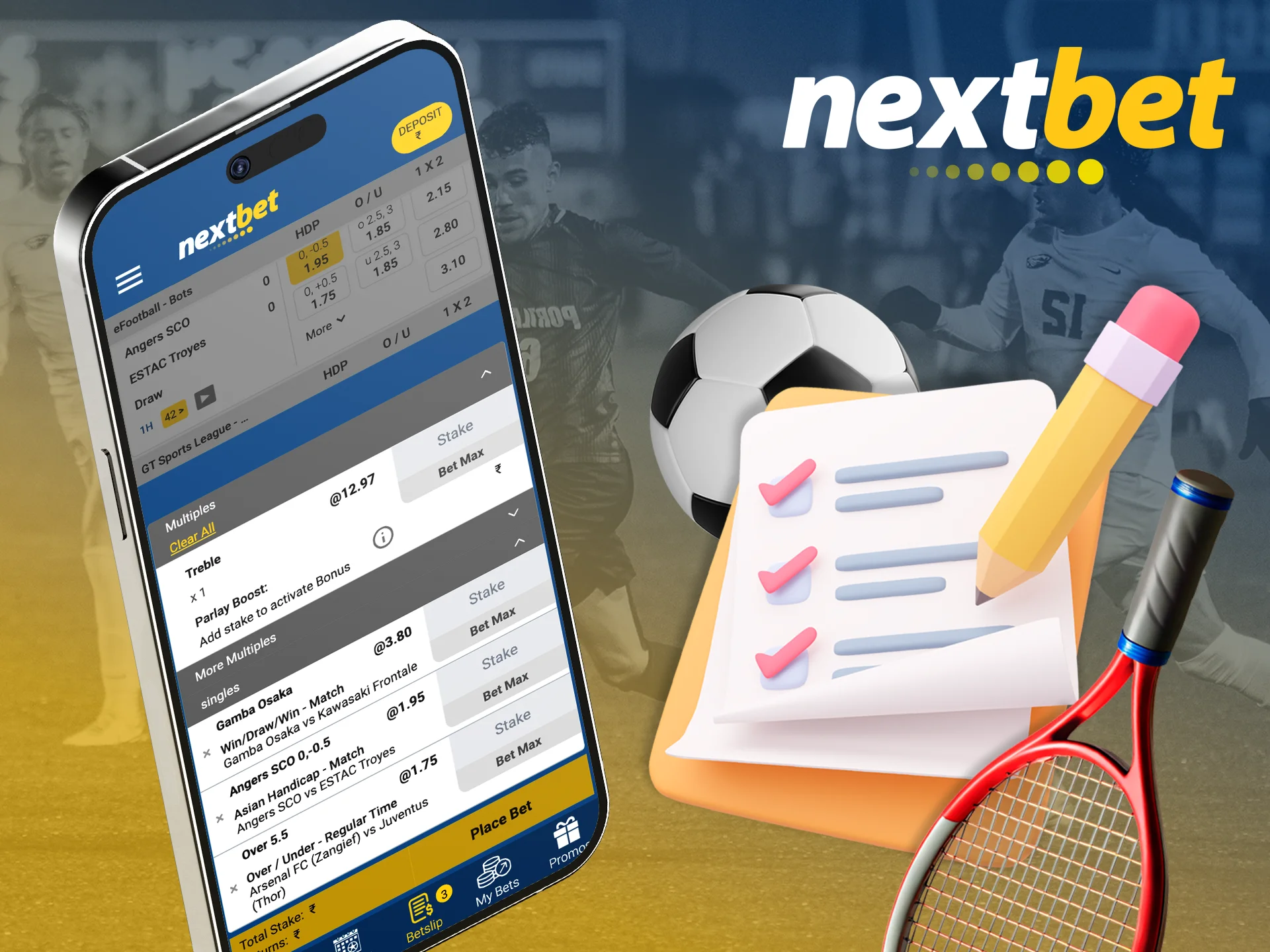 Change the bet type according to your bets in Nextbet.
