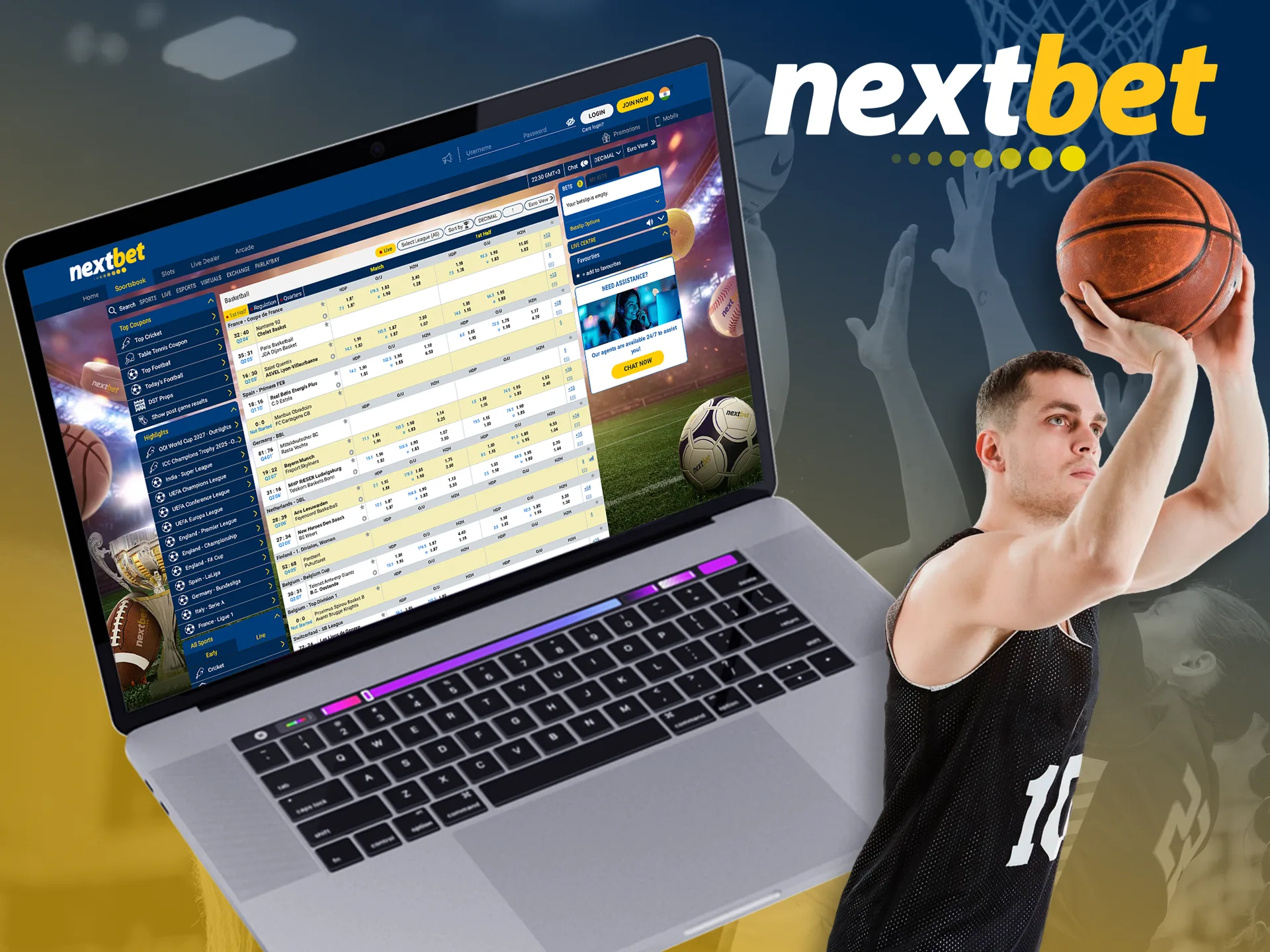 Bet on a win or score on basketball teams at Nextbet.