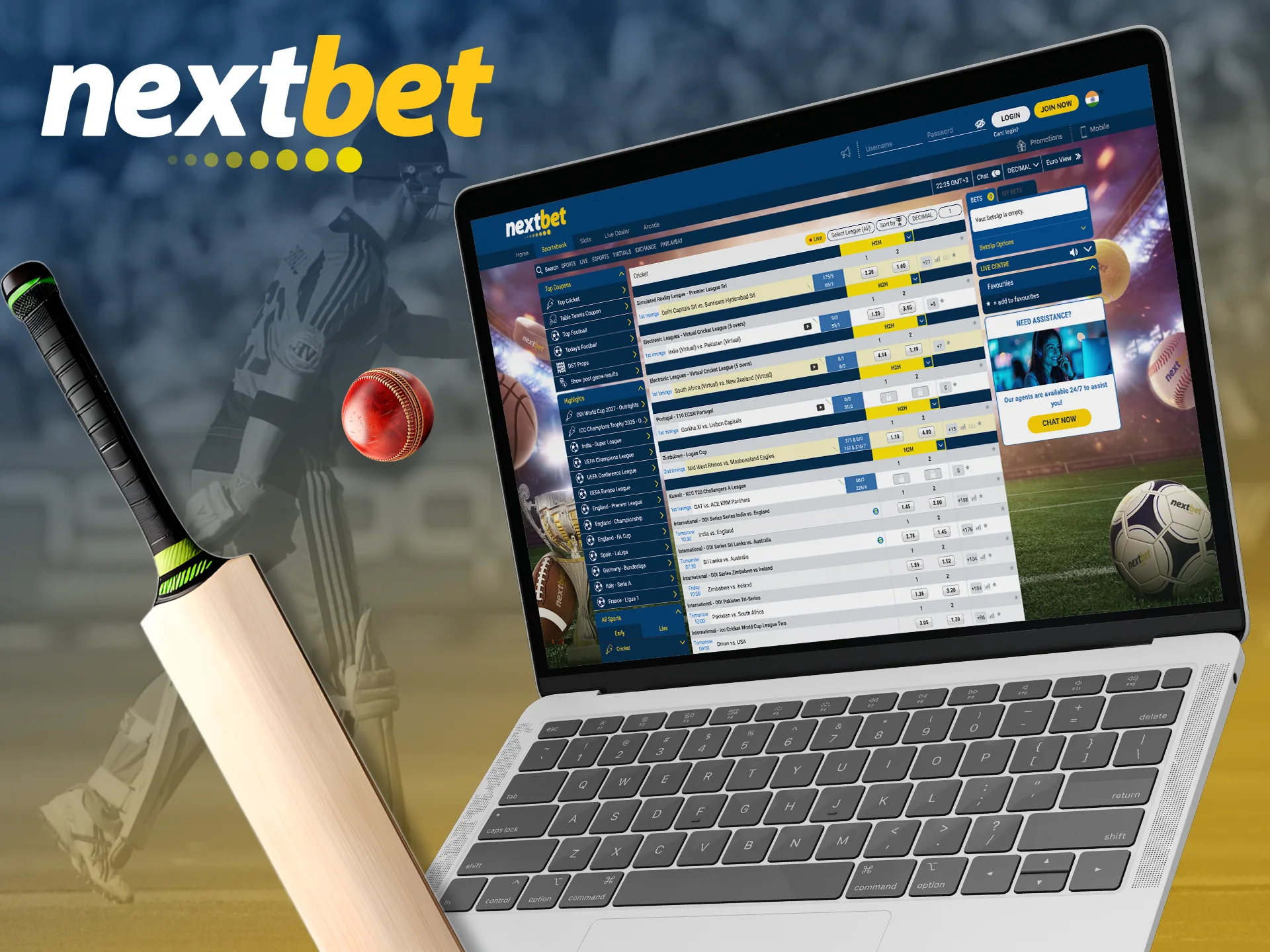 Place cricket bets only with high odds at Nextbet.