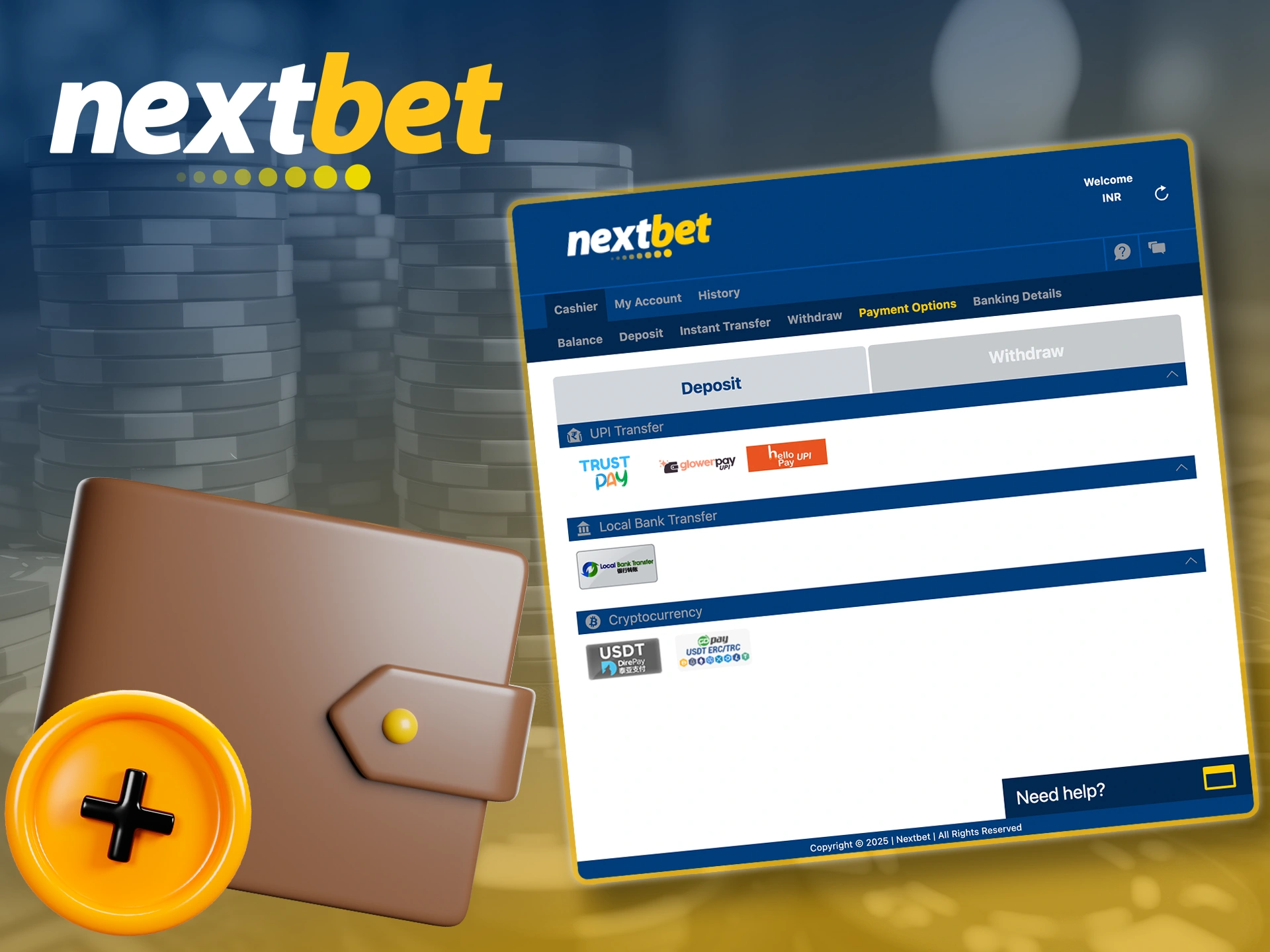Make a deposit in your personal Nextbet account.
