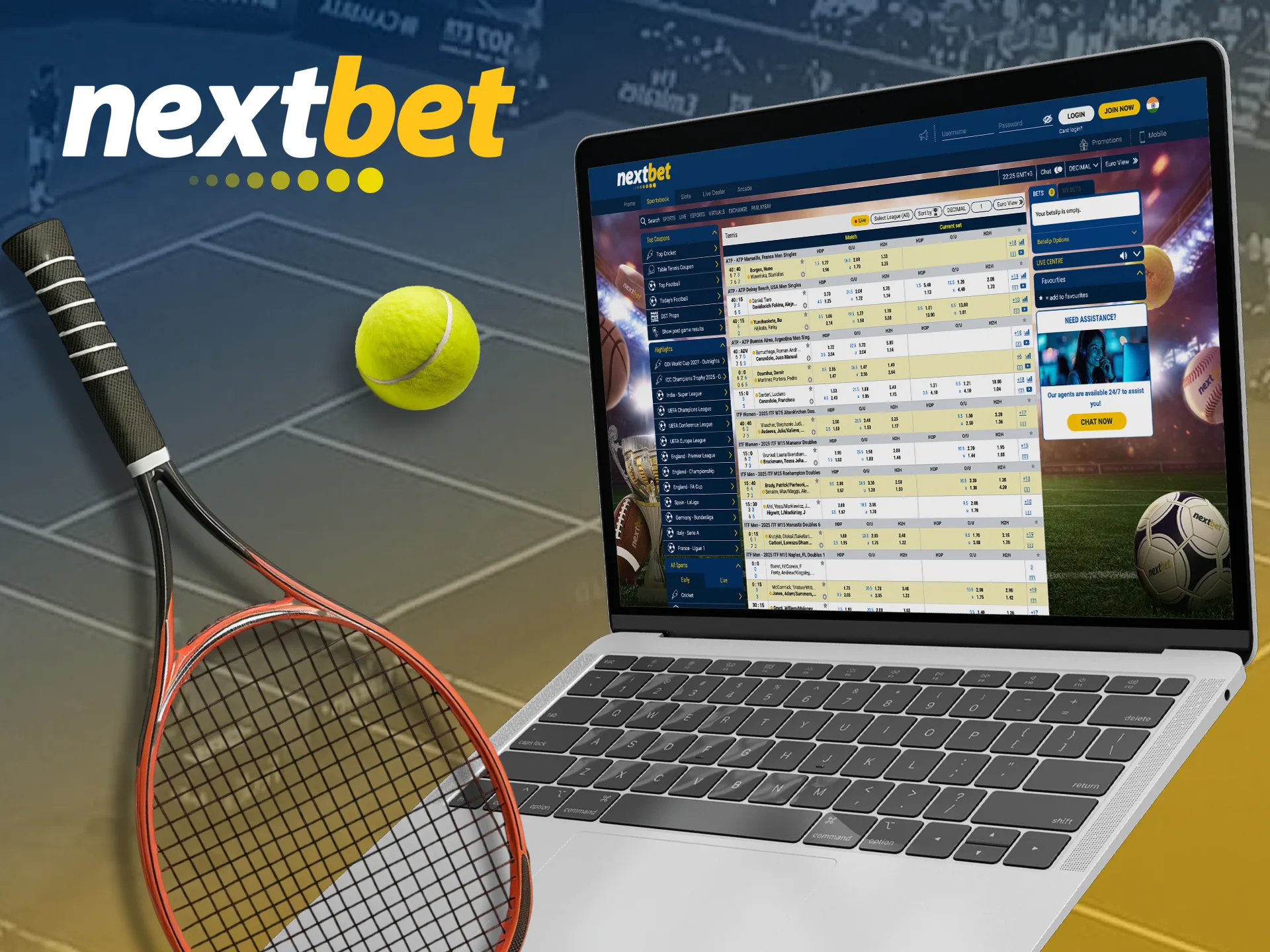 Predict tennis match outcomes and win at Nextbet.