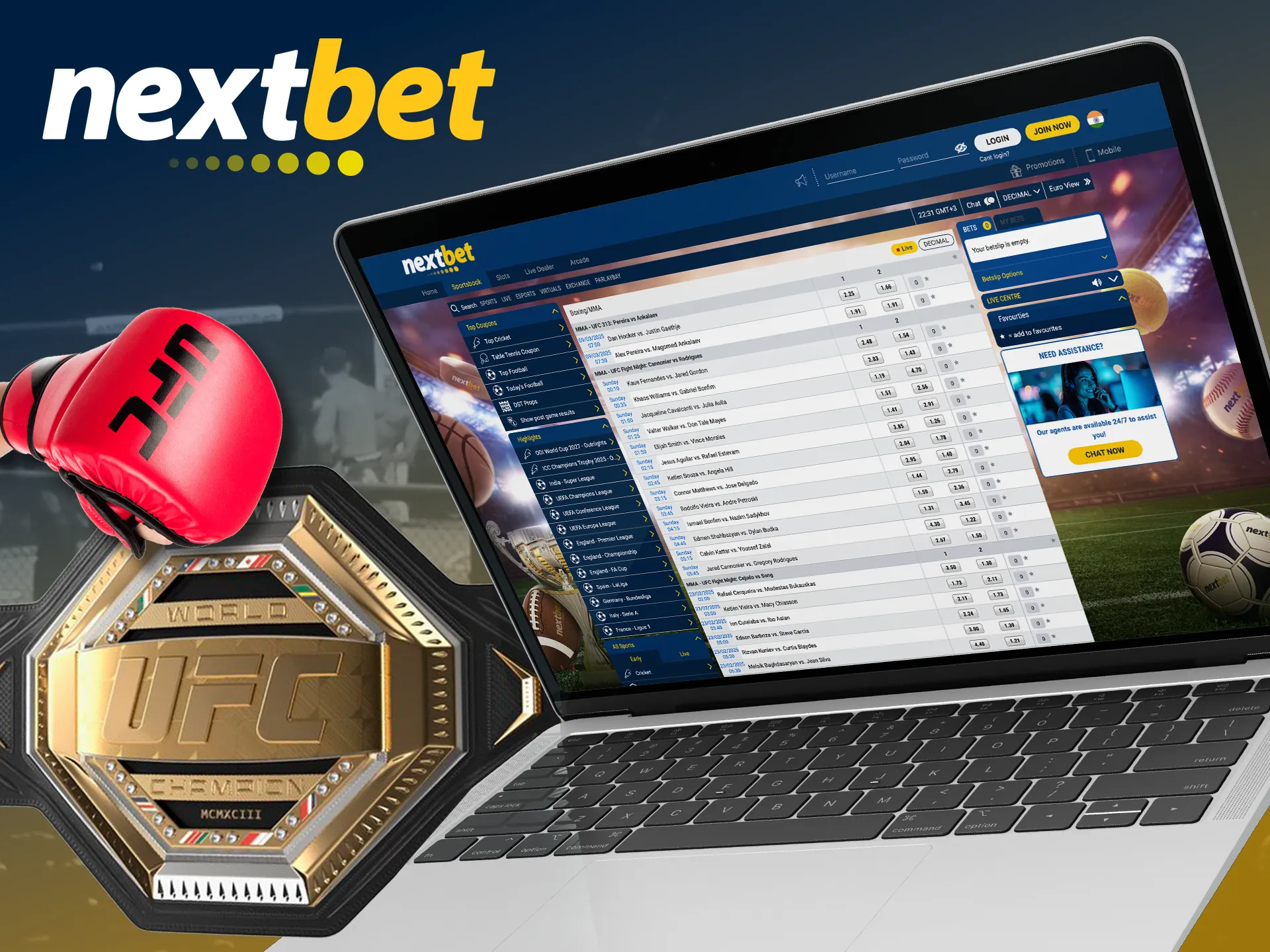 Pick a future winner in UFC fights at Nextbet.