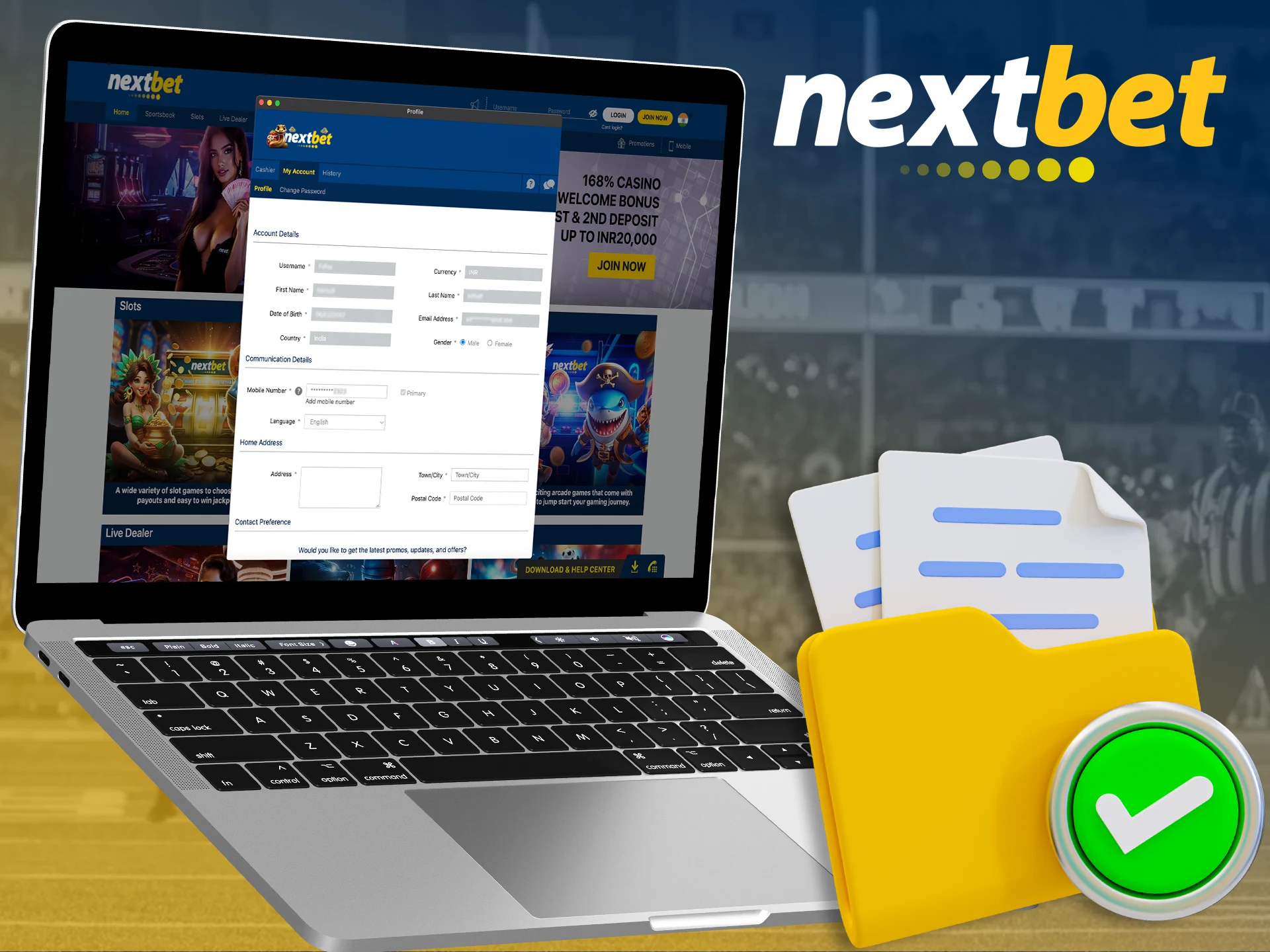 Confirm your personal data in your Nextbet account.