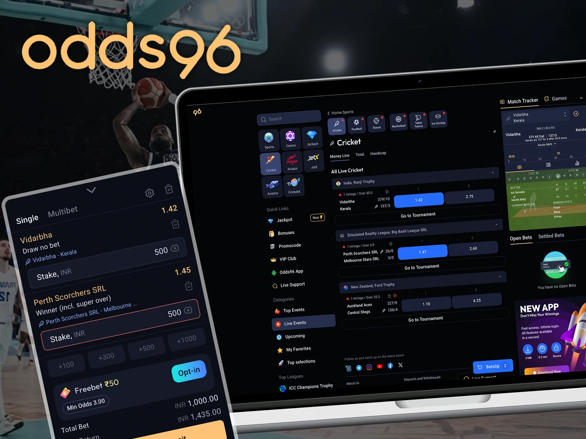 Select a tournament and odds to bet on at Odds96.