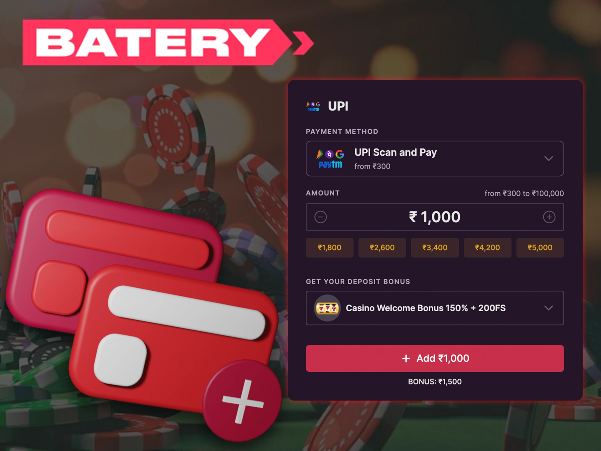 Depositing funds into your Batery account is safe and easy.