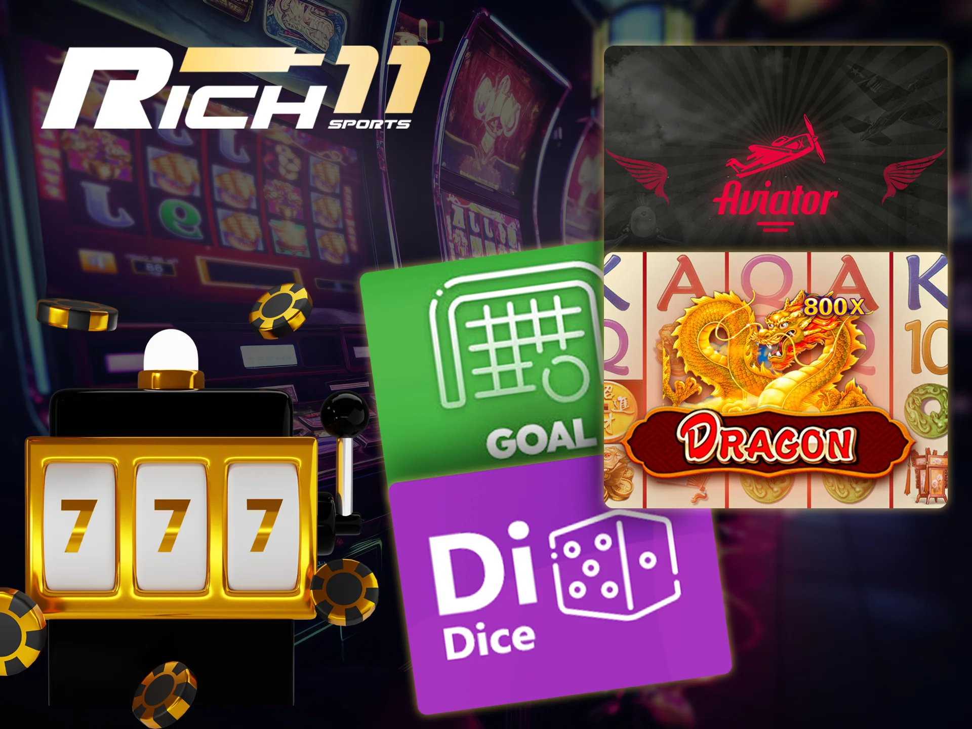 Play papular slots and win at Rich11.